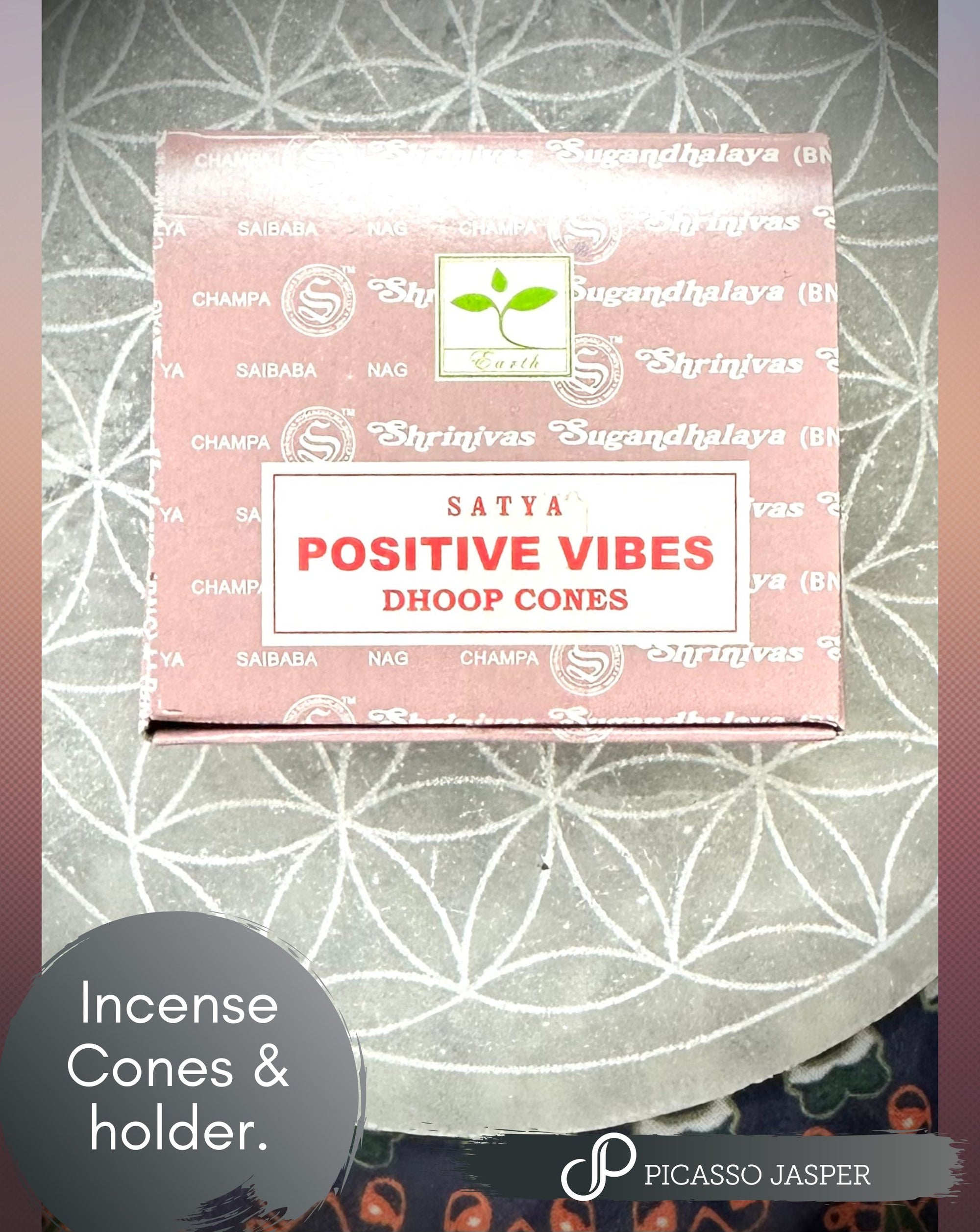 Positive Vibes Incense Cones + Holder