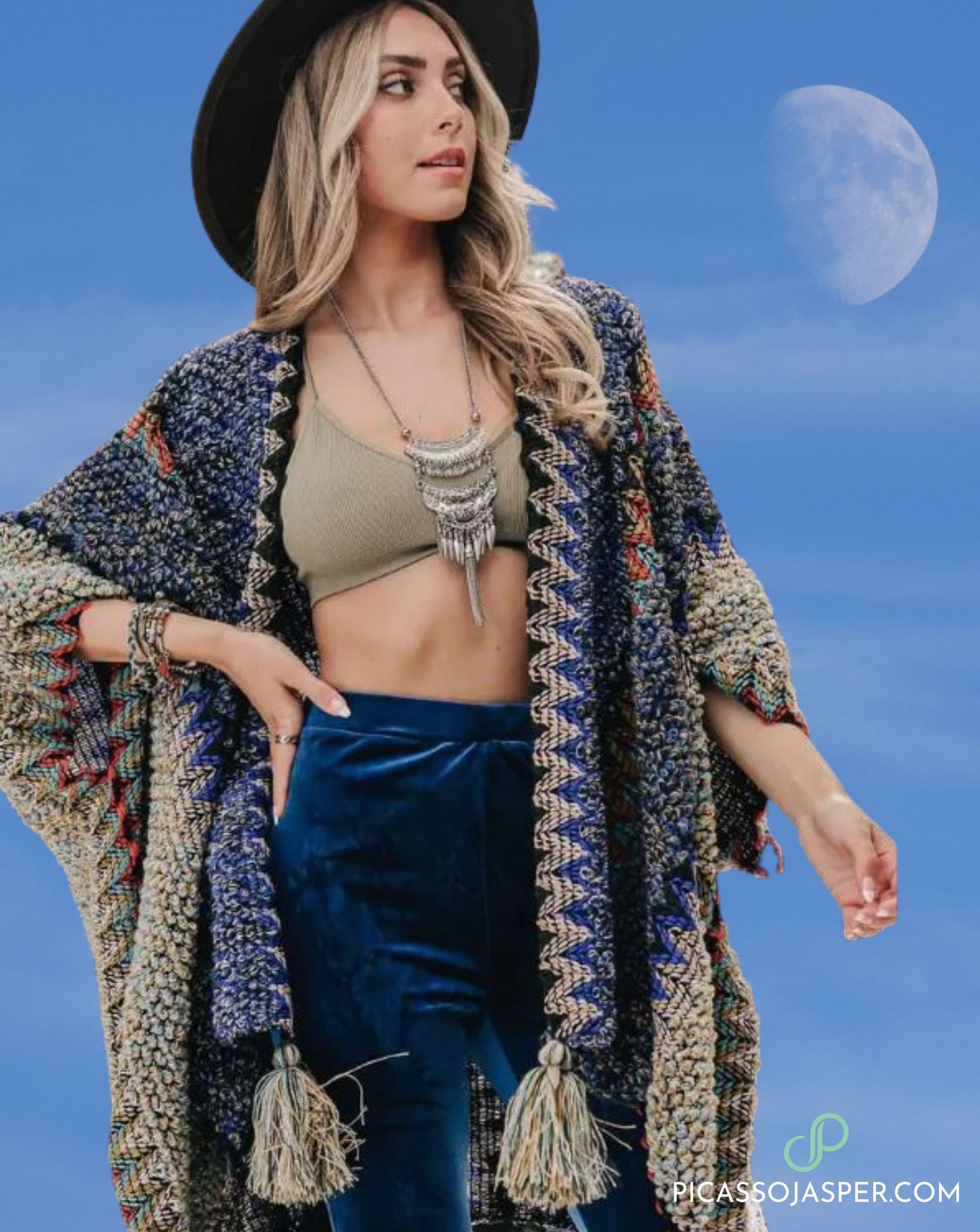 Last Few! Stay Wild, Blue Boho Kimono
