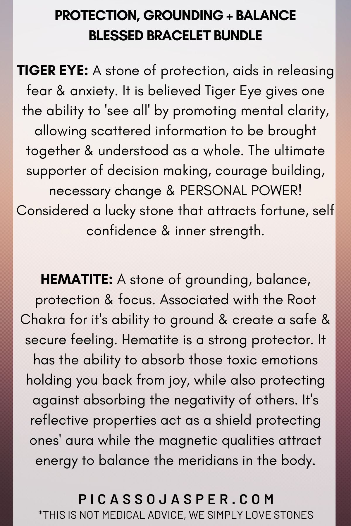 Reiki Infused: Protection, Grounding + Balance Bracelet Set