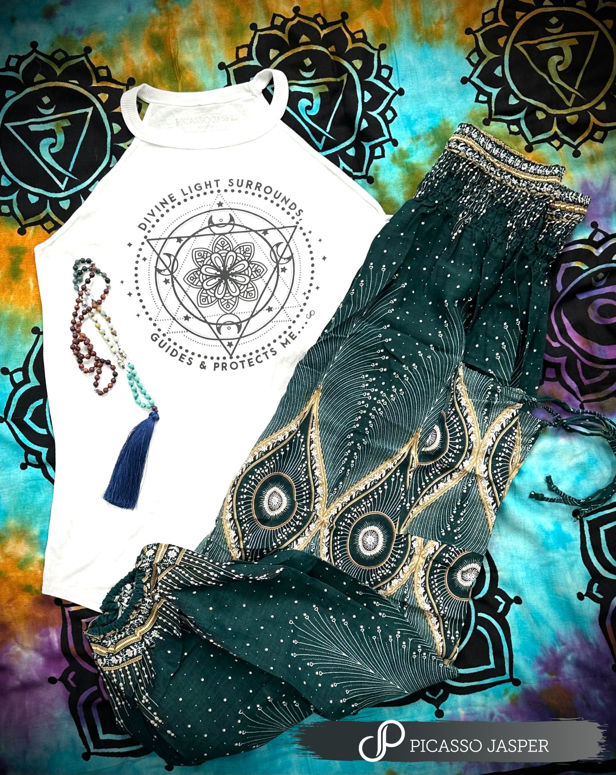 Divine Light Tank + Green Star Magic Two Pocket Pants + Crystal- Bundle!