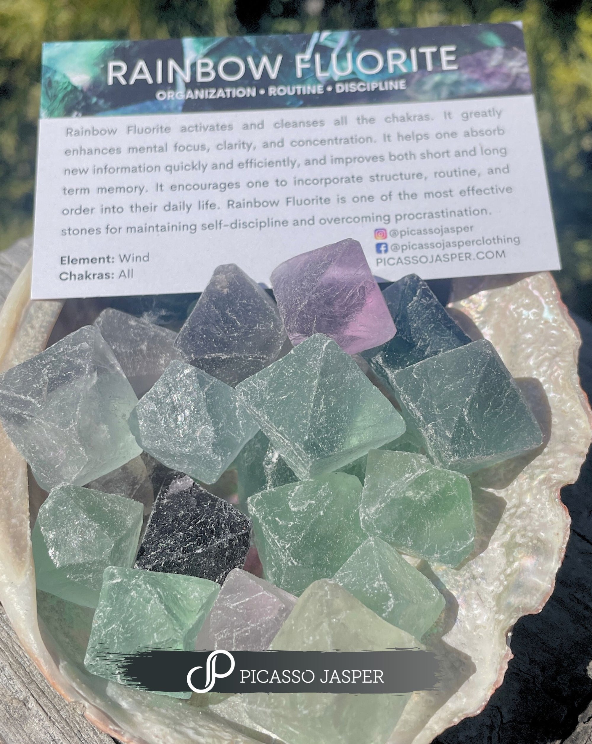 Fluorite- Go with the Flow, Octahedron Shape Tumble Stone