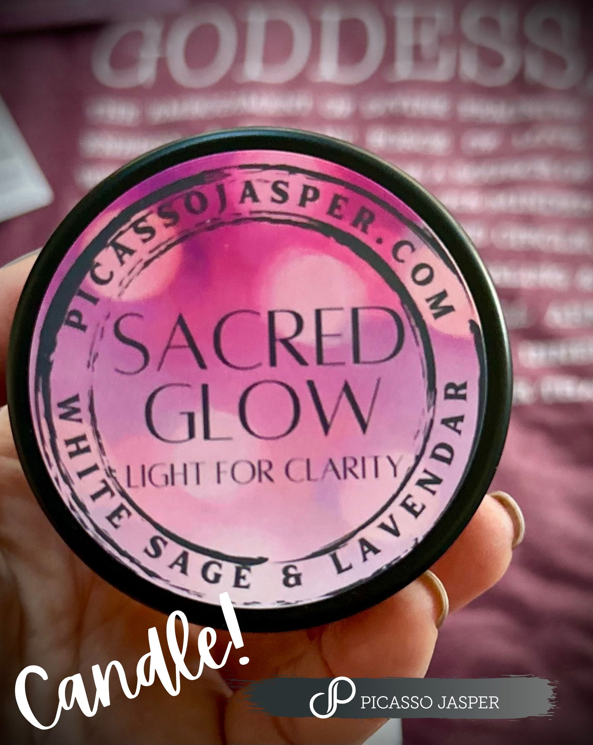 White Sage & Lavender, Sacred Glow: Goddess Candle, Light for Clarity