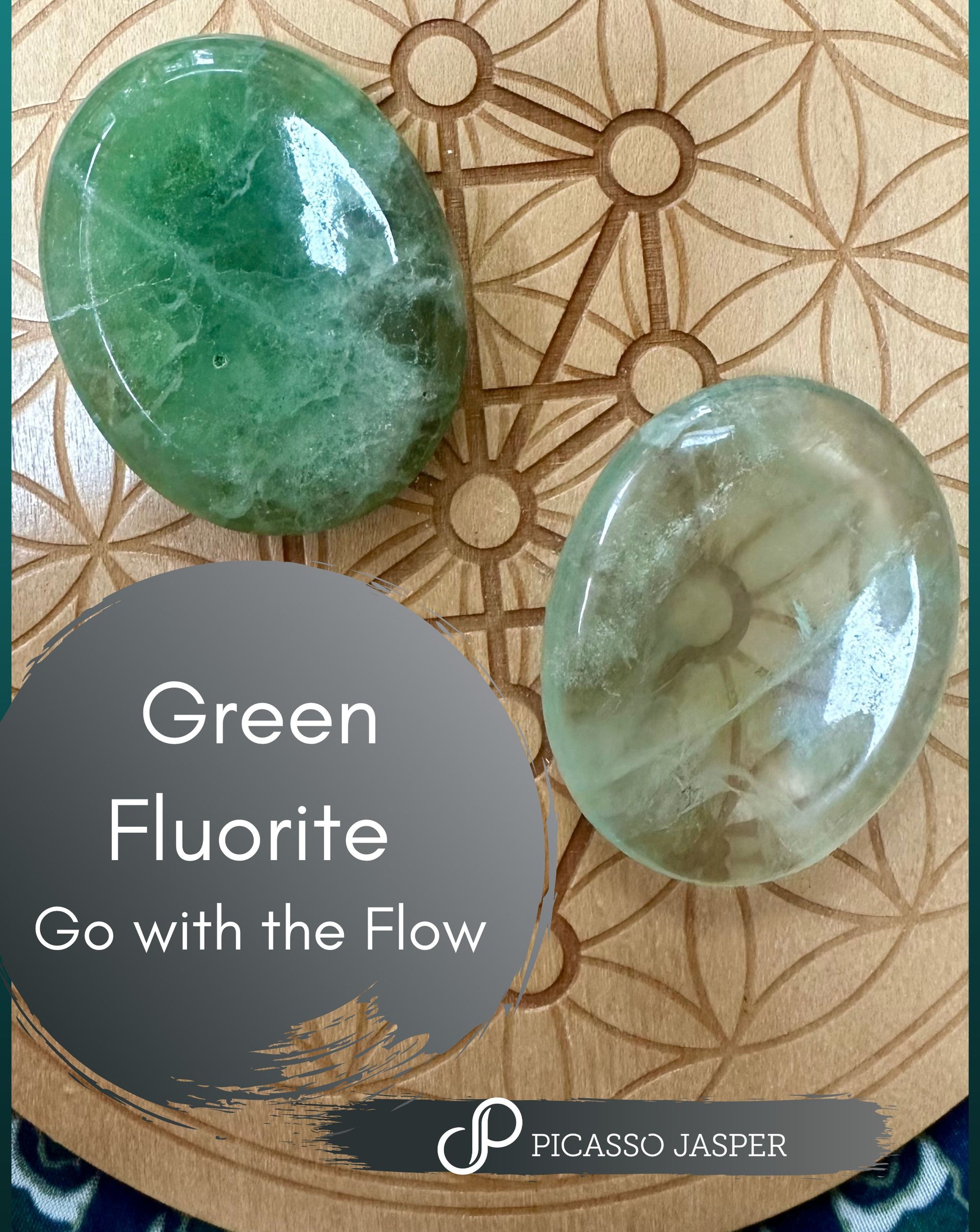 Rainbow or Green Fluorite Worry Stone: Go with the Flow