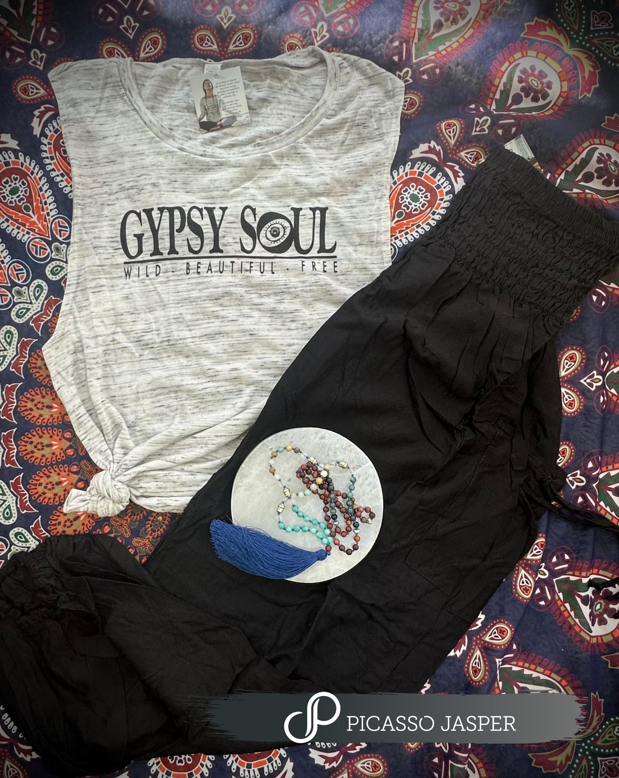 Gypsy Soul Muscle Tank + Black Rayon Pant + Crystal- Bundle!