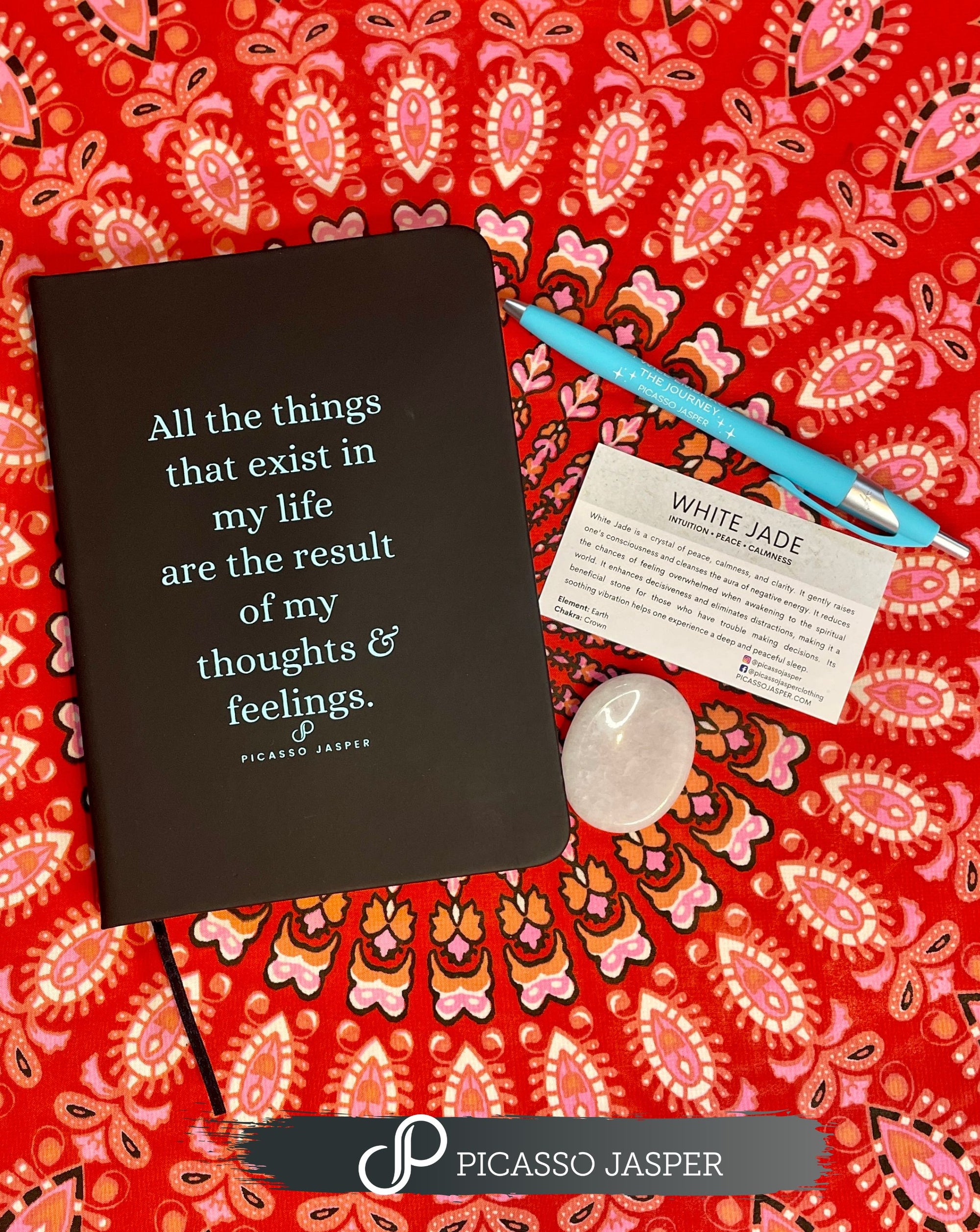 Last One! Reflection Journal + White Jade Worry Stone, Cleansing Bundle