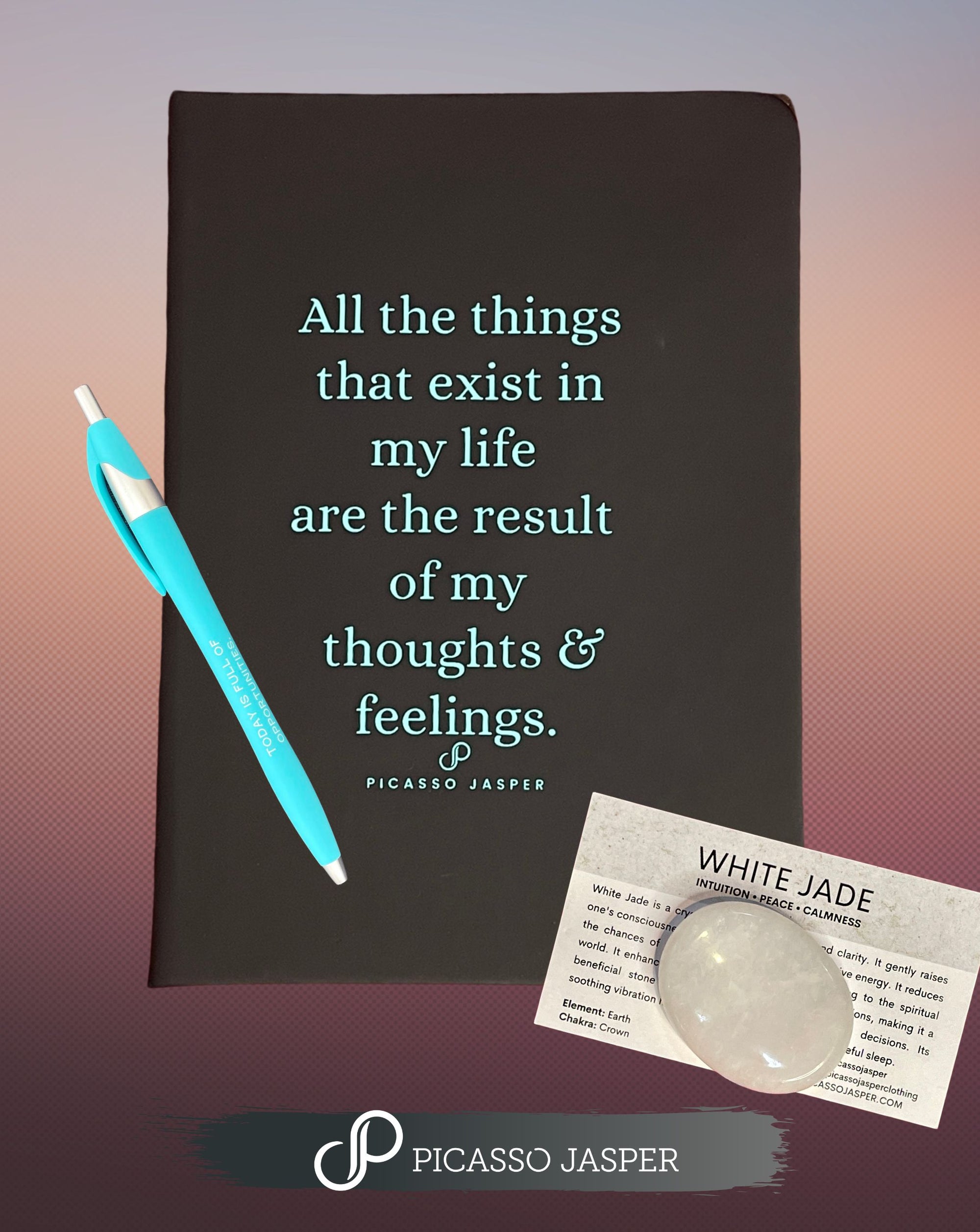 Last One! Reflection Journal + White Jade Worry Stone, Cleansing Bundle