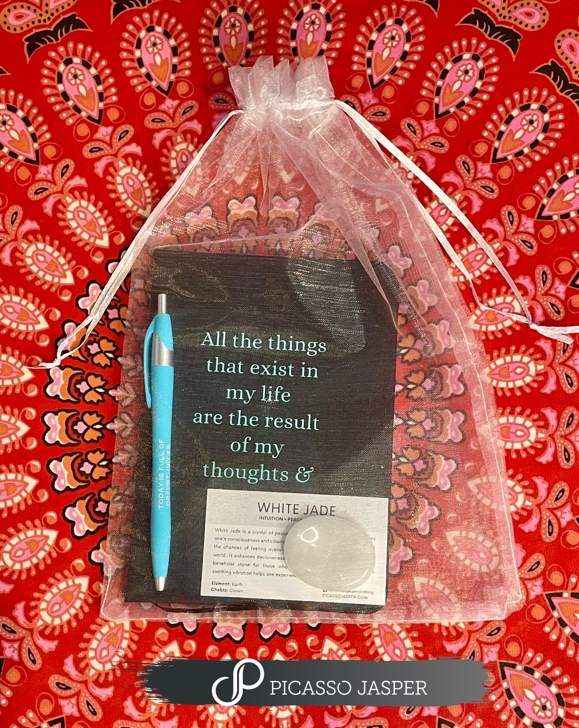 Last One! Reflection Journal + White Jade Worry Stone, Cleansing Bundle