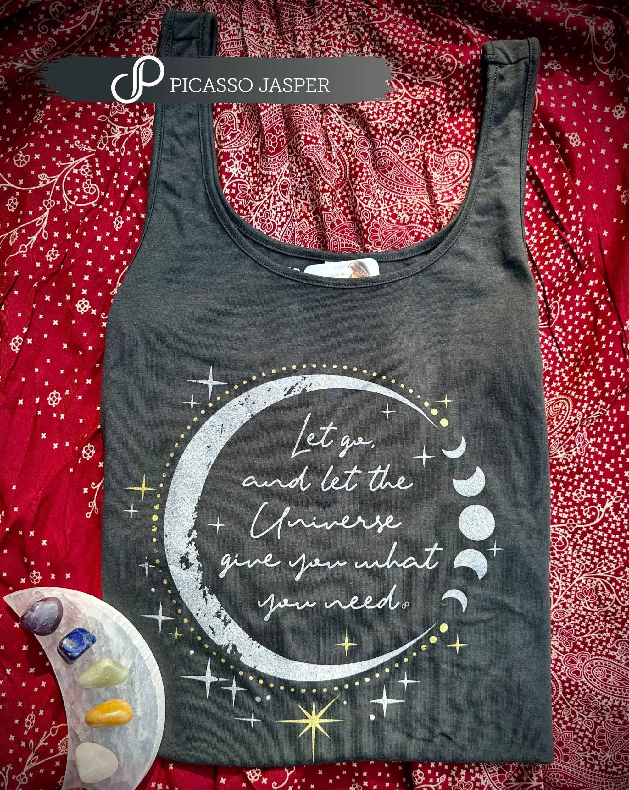 Let Go & Let the Universe Give You What You Need, Grey Tank