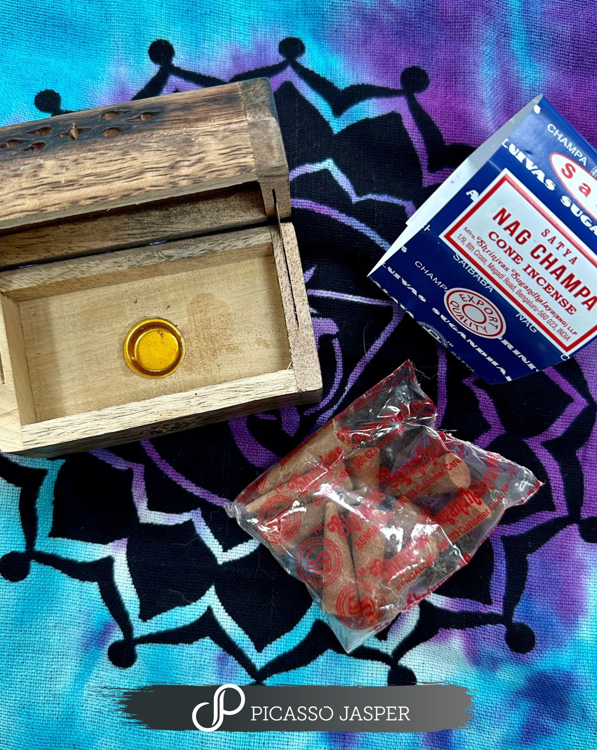 Nag Champa Incense Cones + Mini Wood Burner