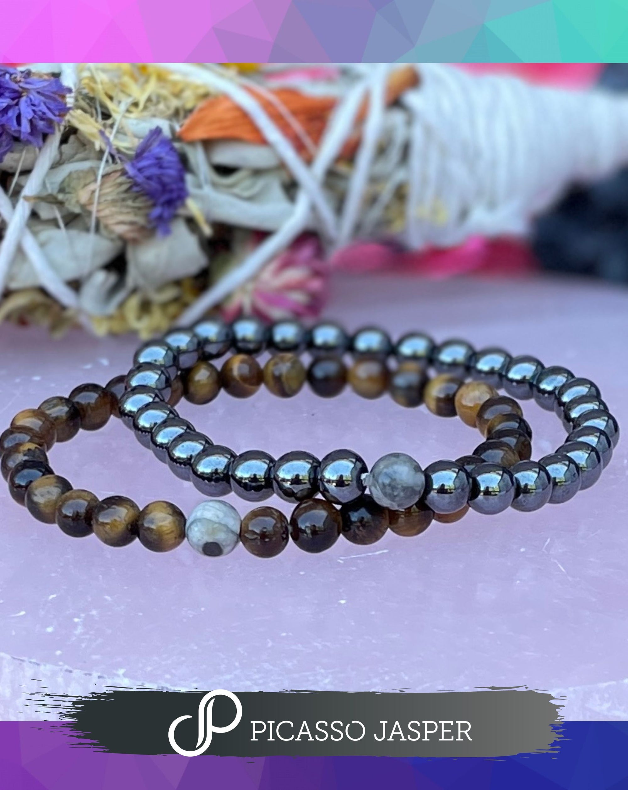 Reiki Infused: Protection, Grounding + Balance Bracelet Set