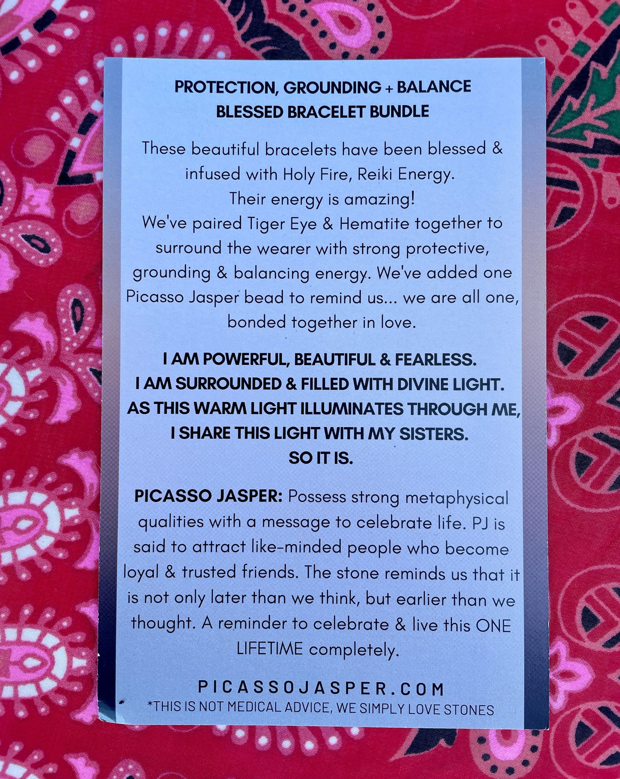 Reiki Infused: Protection, Grounding + Balance Bracelet Set