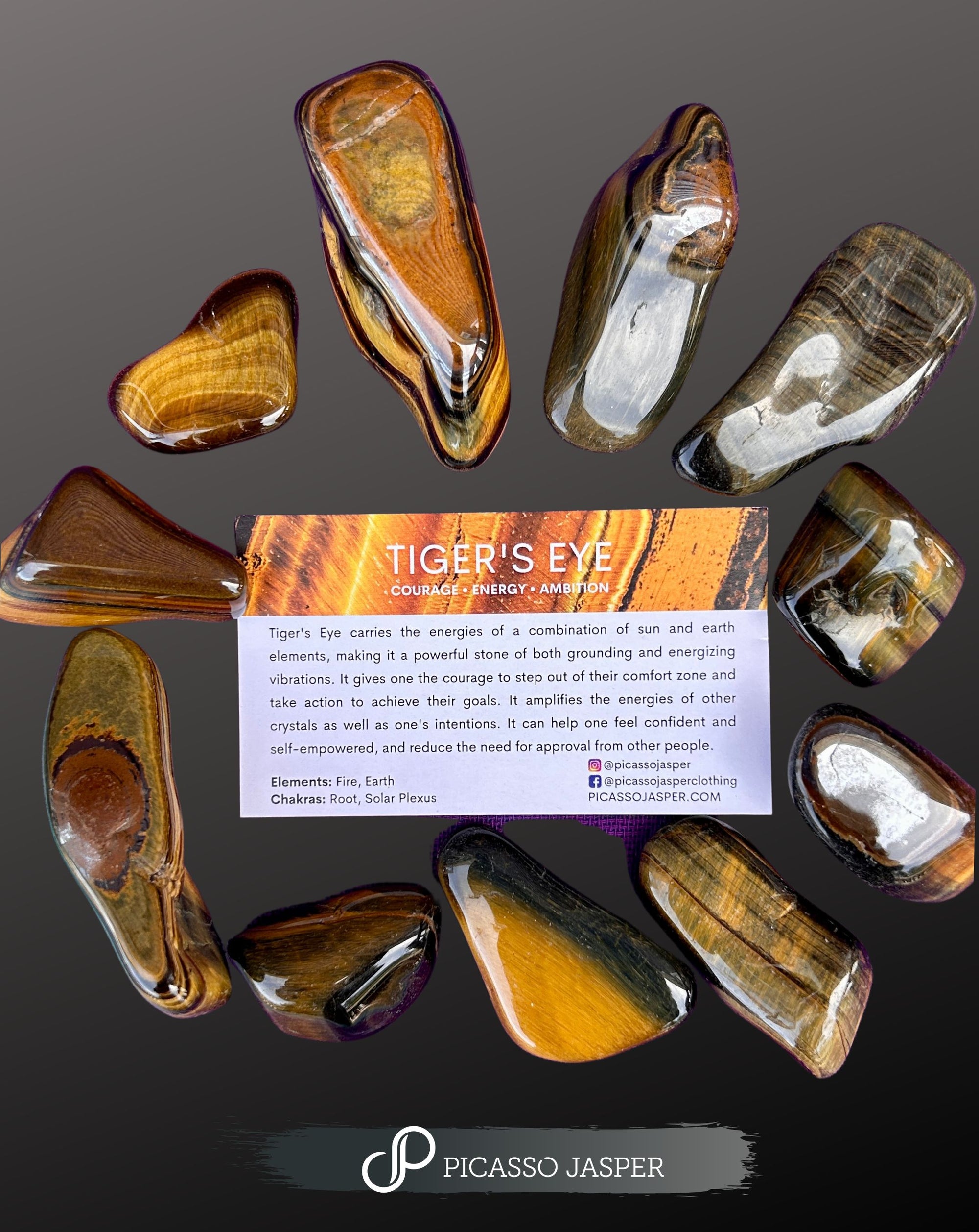 Tiger Eye, Tumbled Stone - Prosperity, Courage, Strength + Protection