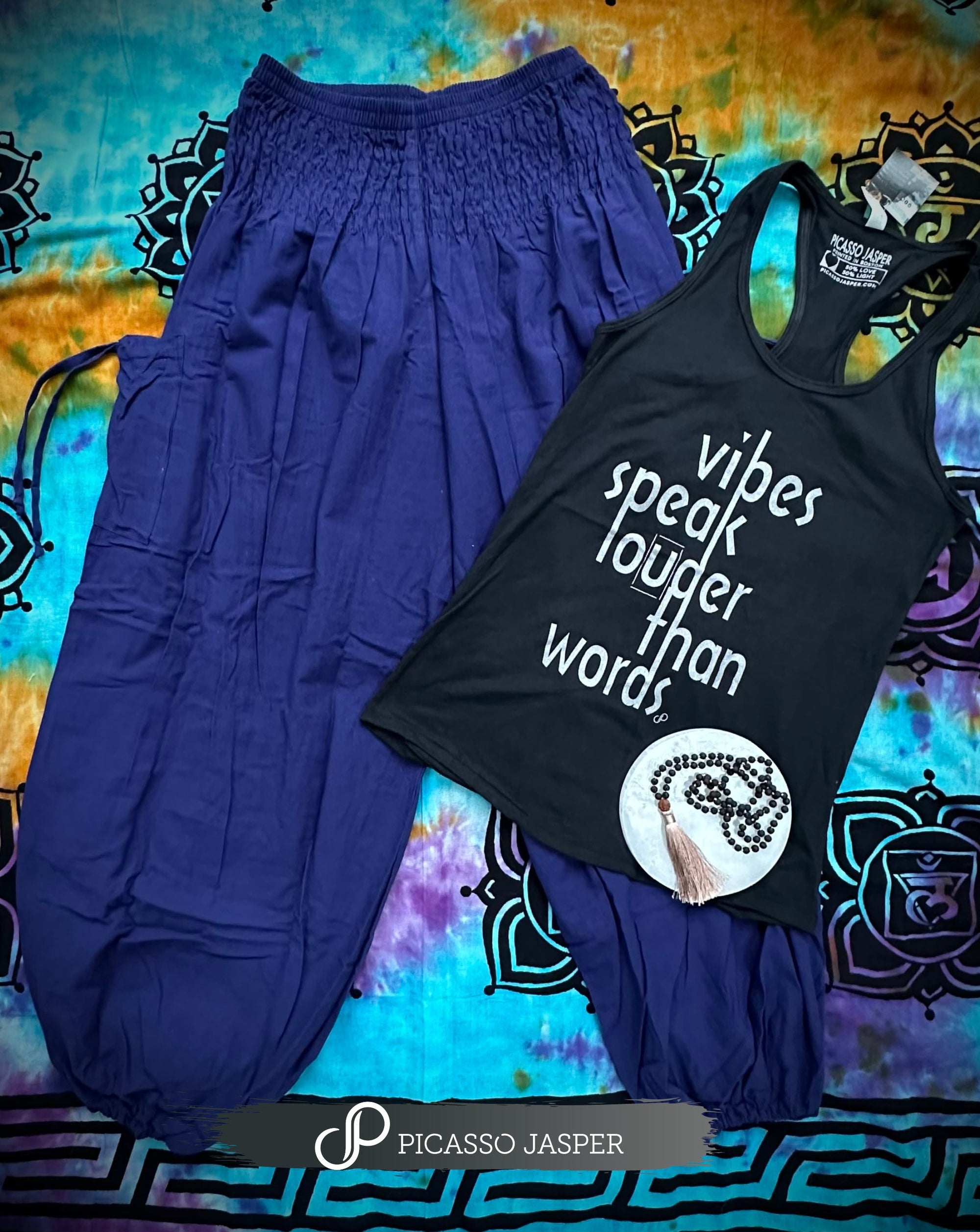 Vibes Speak Louder Than Words, Black Racerback Tank