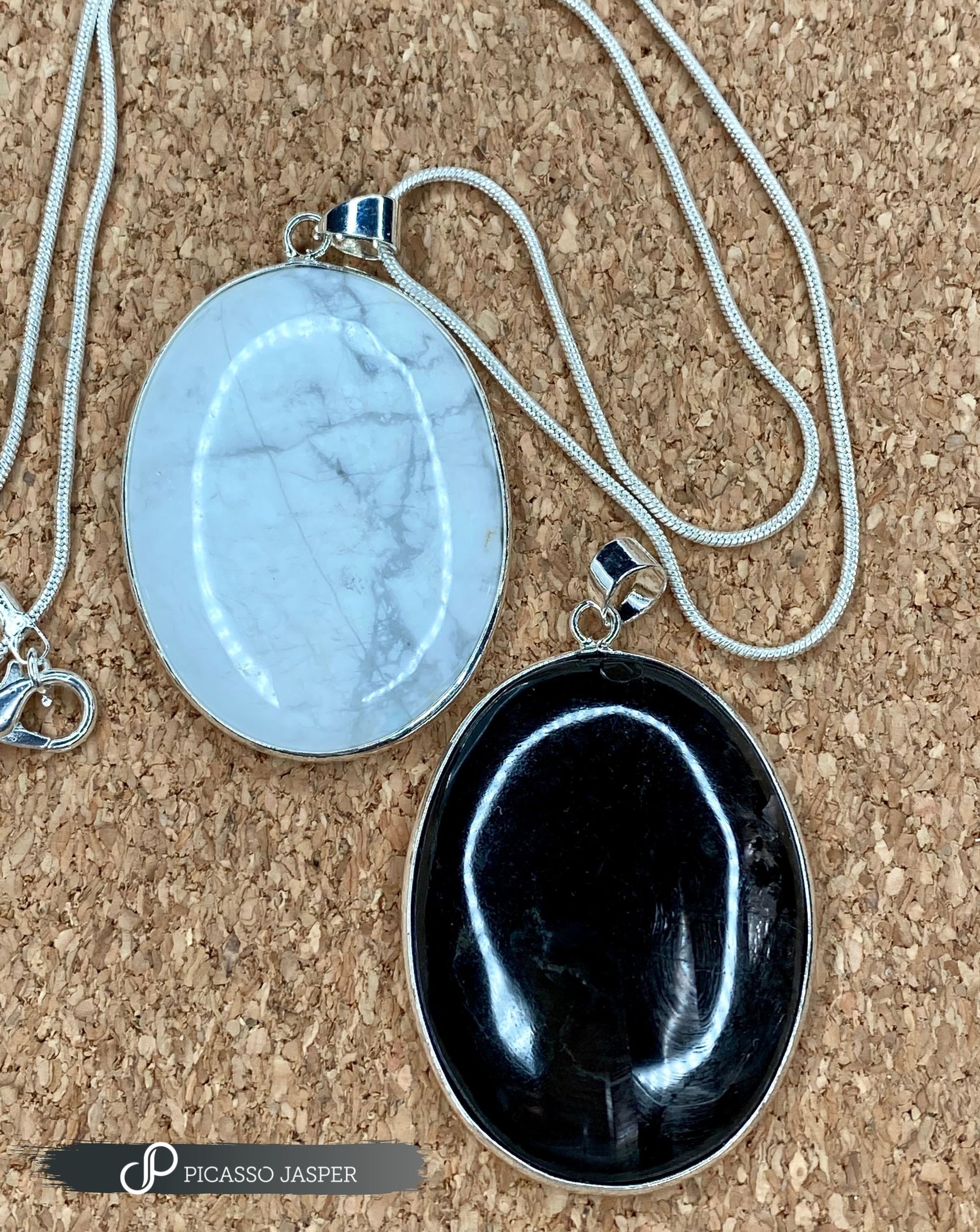 Howlite or Obsidian, Reiki Infused Pendant + 18" Necklace