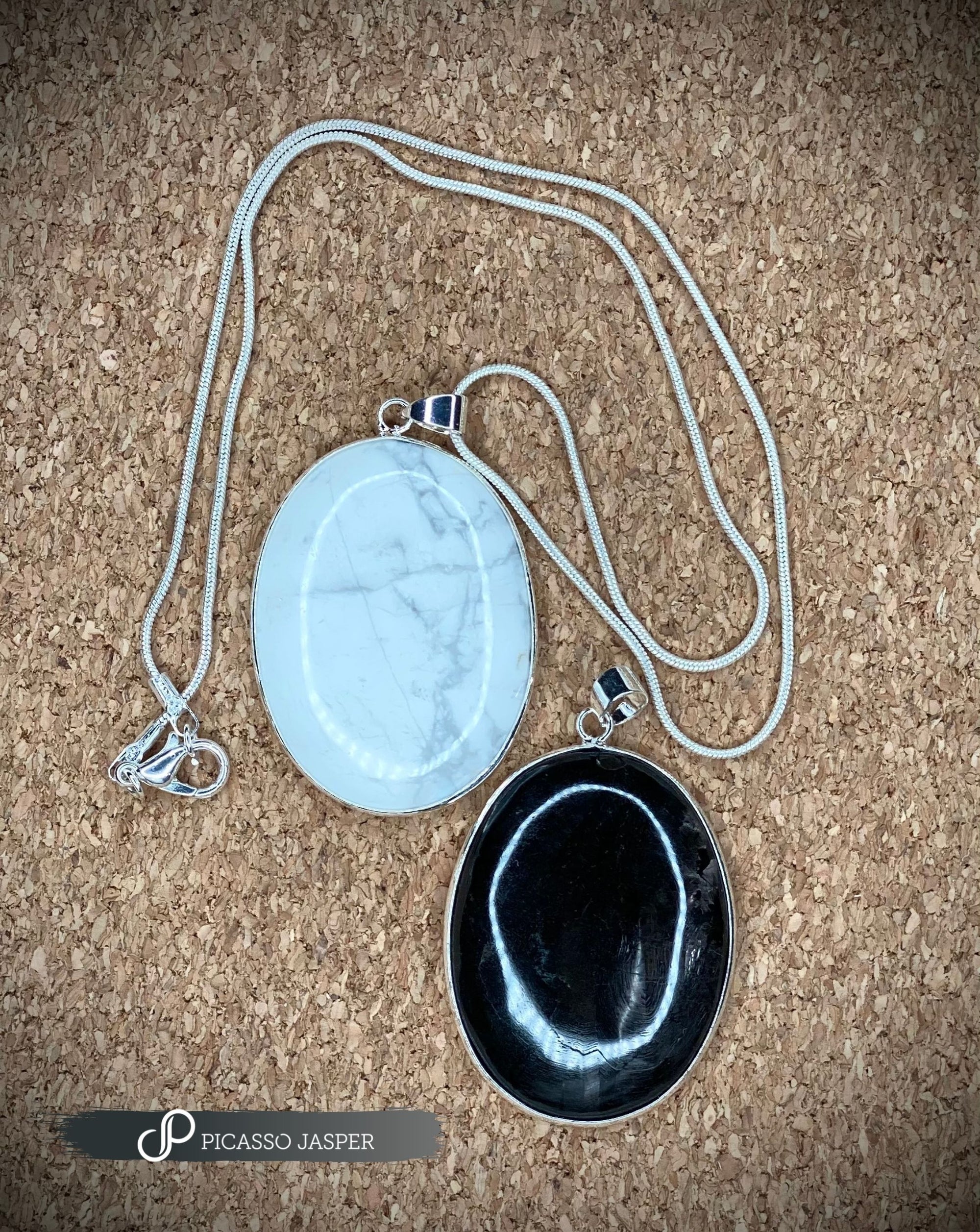 Howlite or Obsidian, Reiki Infused Pendant + 18" Necklace
