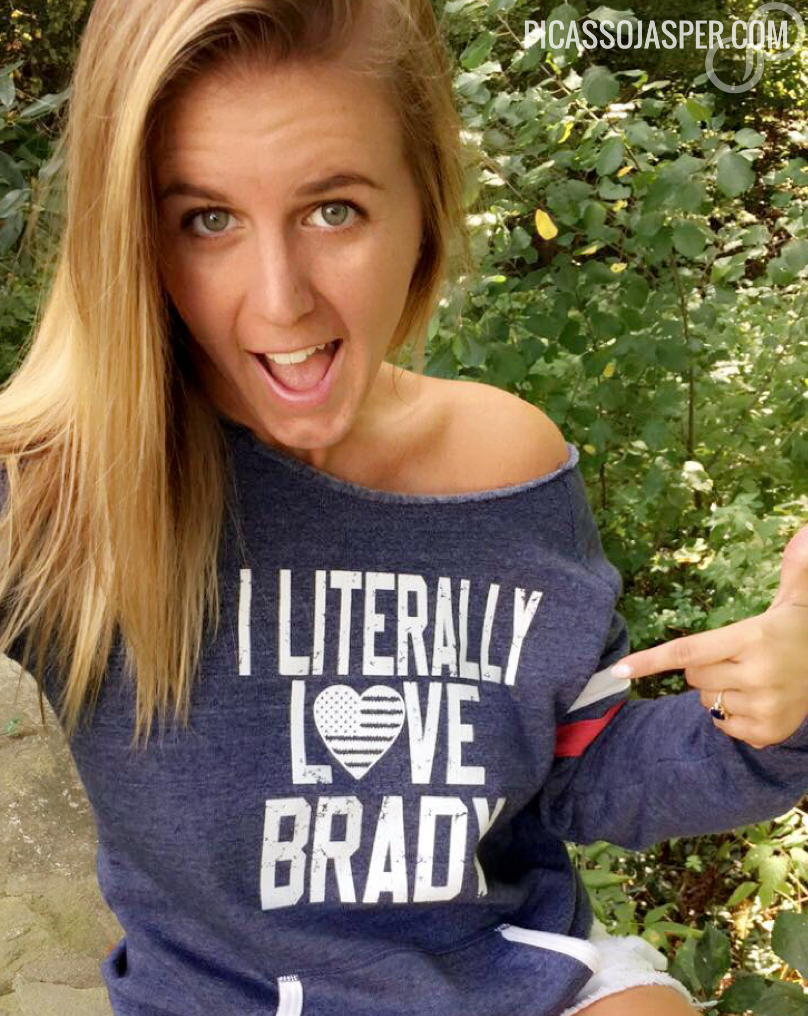 I LITERALLY LOVE BRADY, Dancer neckline sweatshirt