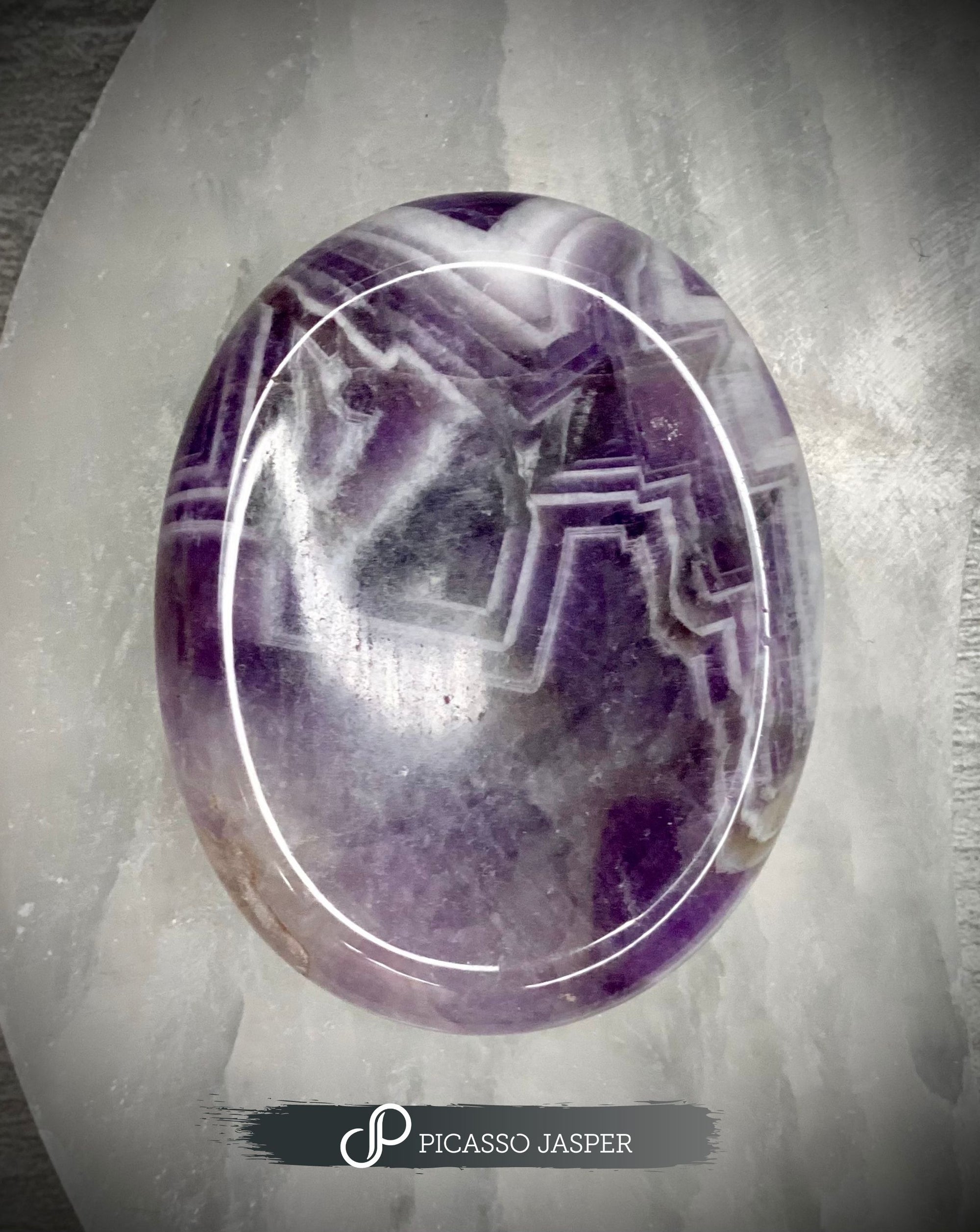 Petite Chevron Amethyst Worry Stone, Intuition + Calm