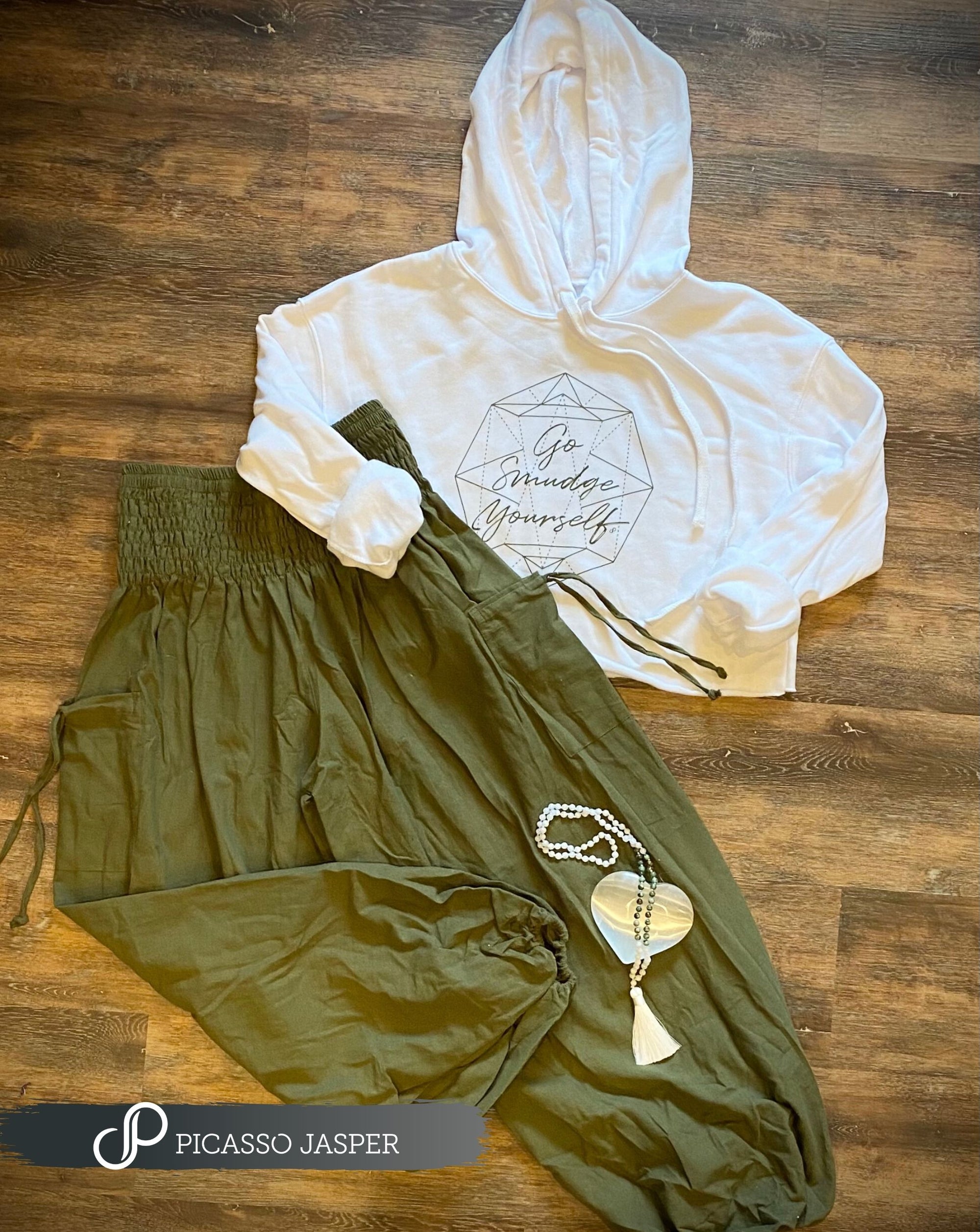 Last one! Go Smudge Yourself + Army Cotton Magic Pants + Crystal, Sweatshirt Bundle!
