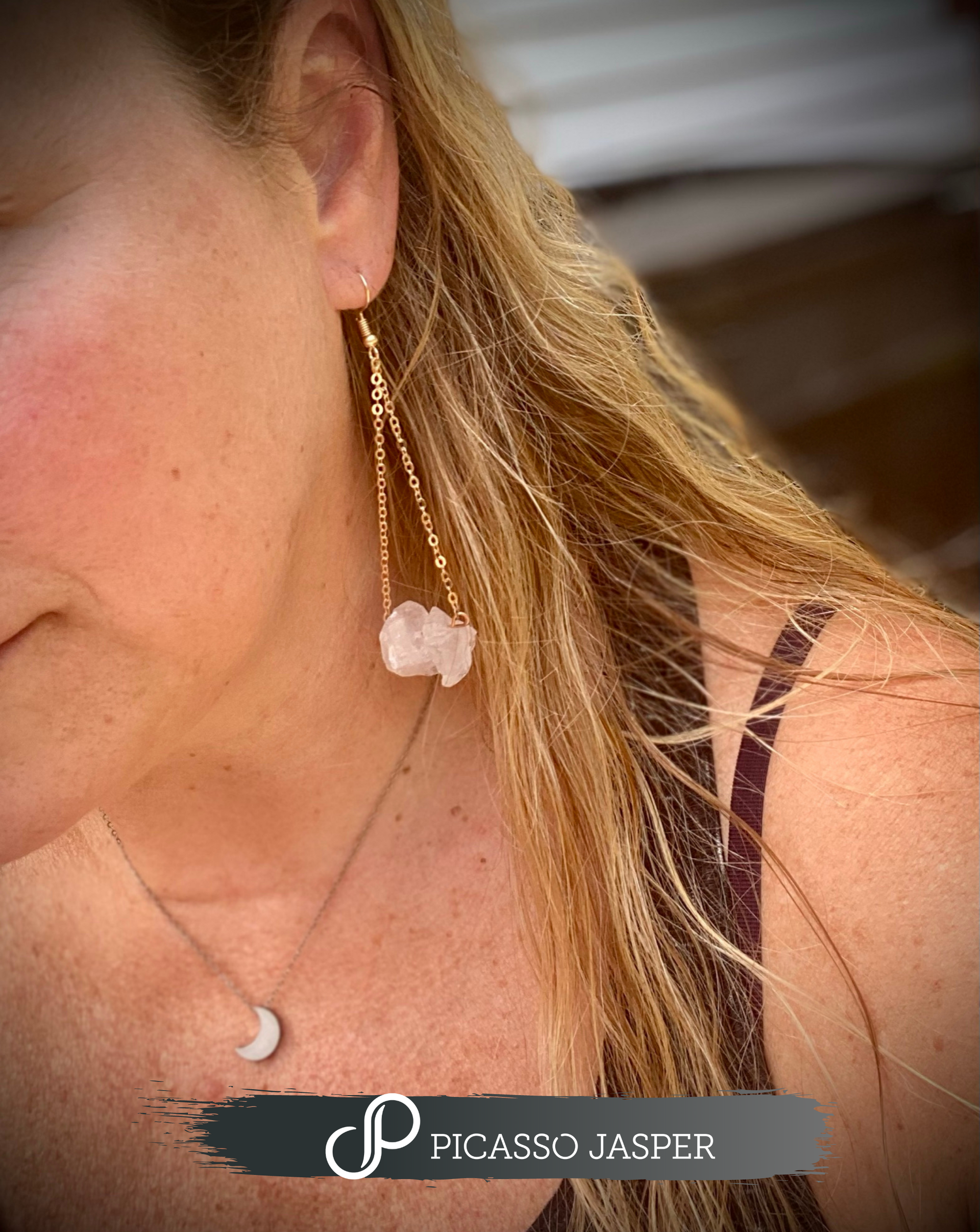 Raw Pink Tourmaline Crystal Cluster, Earrings: Calm, Love, Healing