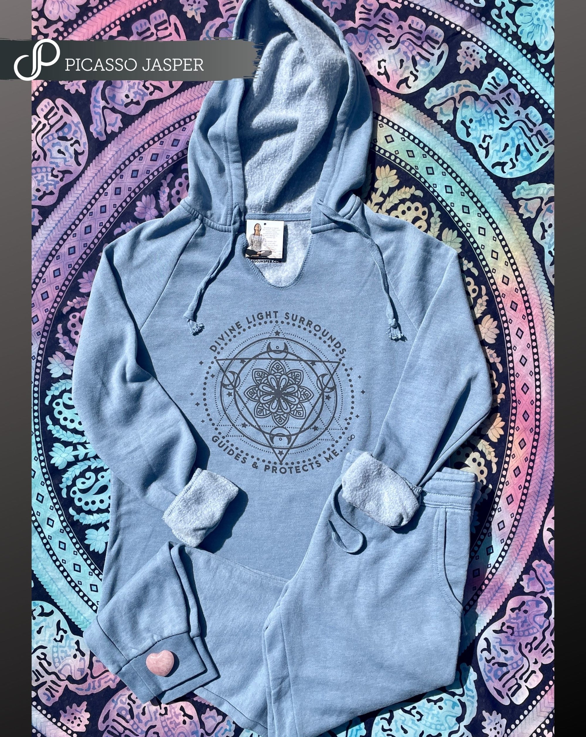 Divine Light Surrounds Guides & Protects Me, Hoodie Fleece