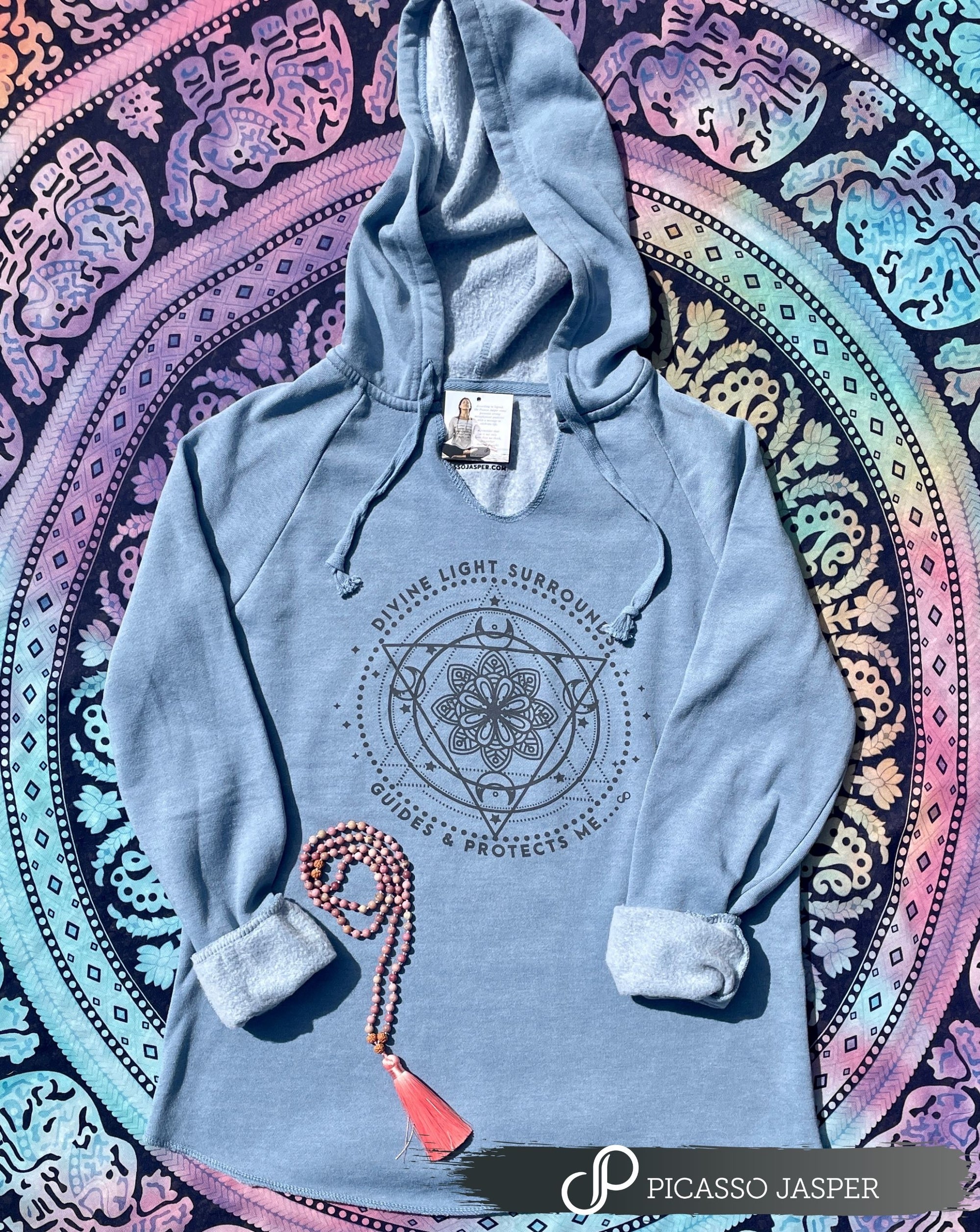 Divine Light Surrounds Guides & Protects Me, Hoodie Fleece