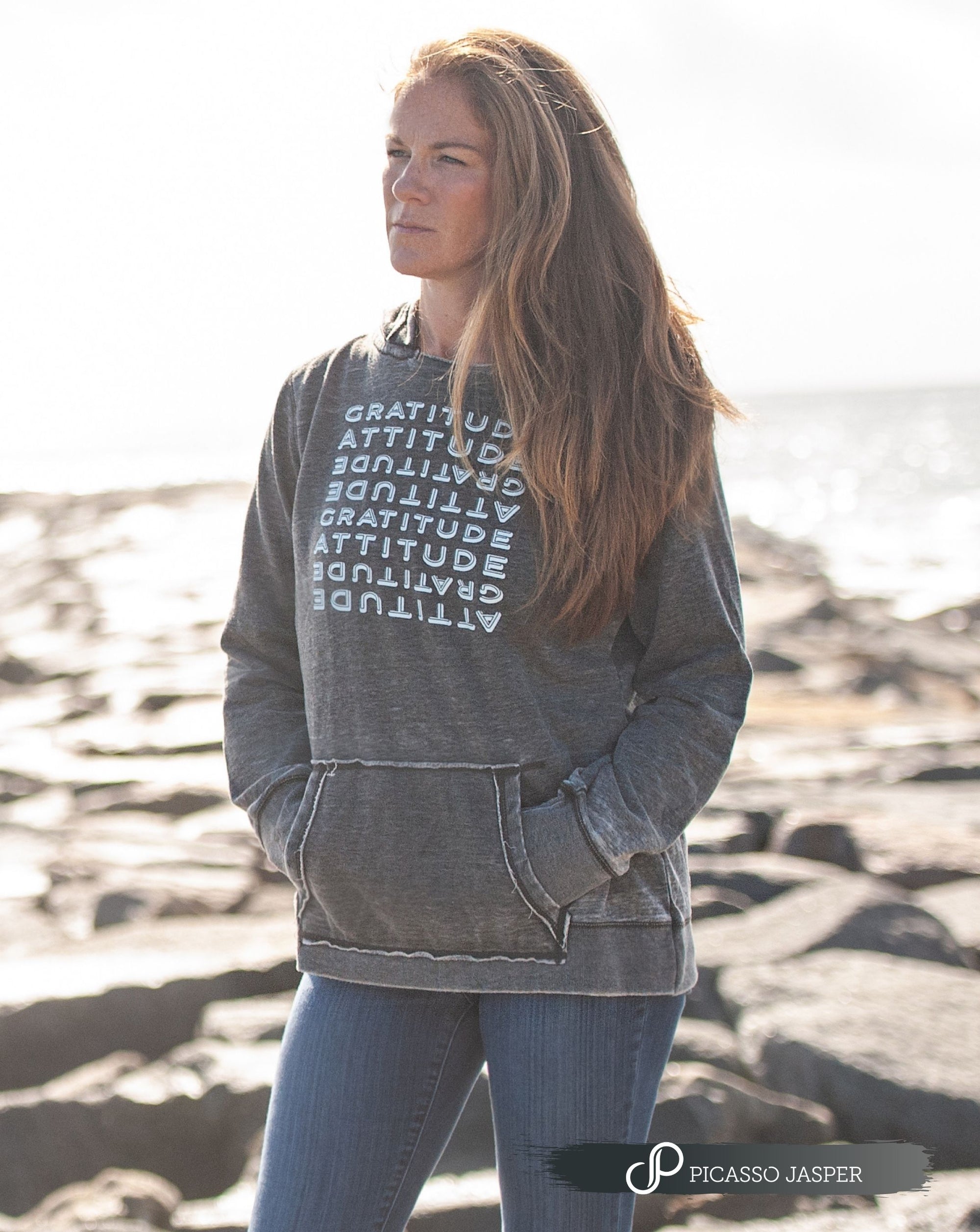 LAST ONE- SMALL!, Gratitude Attitude, Burnout Hoodie