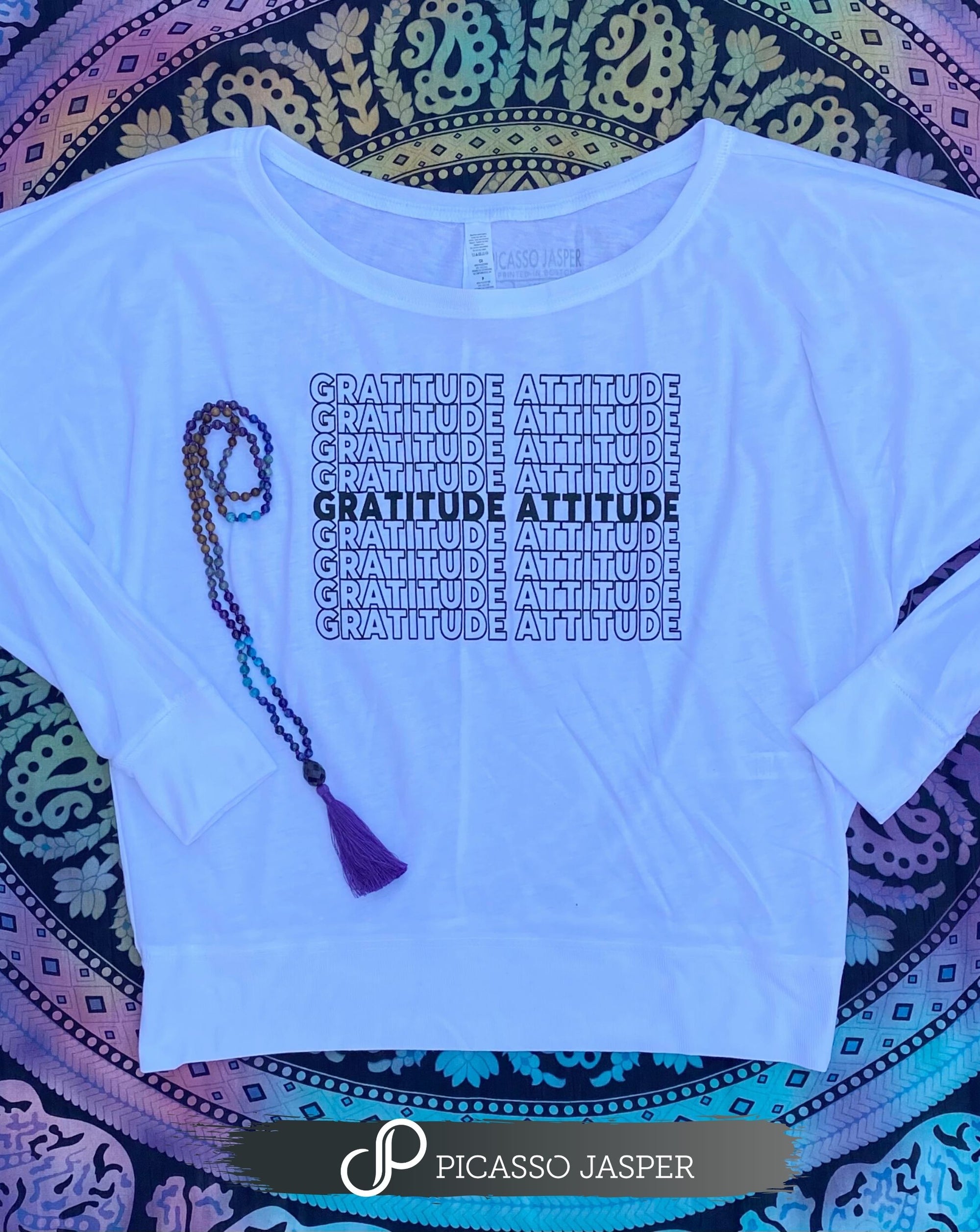 Last Ones! Gratitude, Long Sleeve Flowy Tee