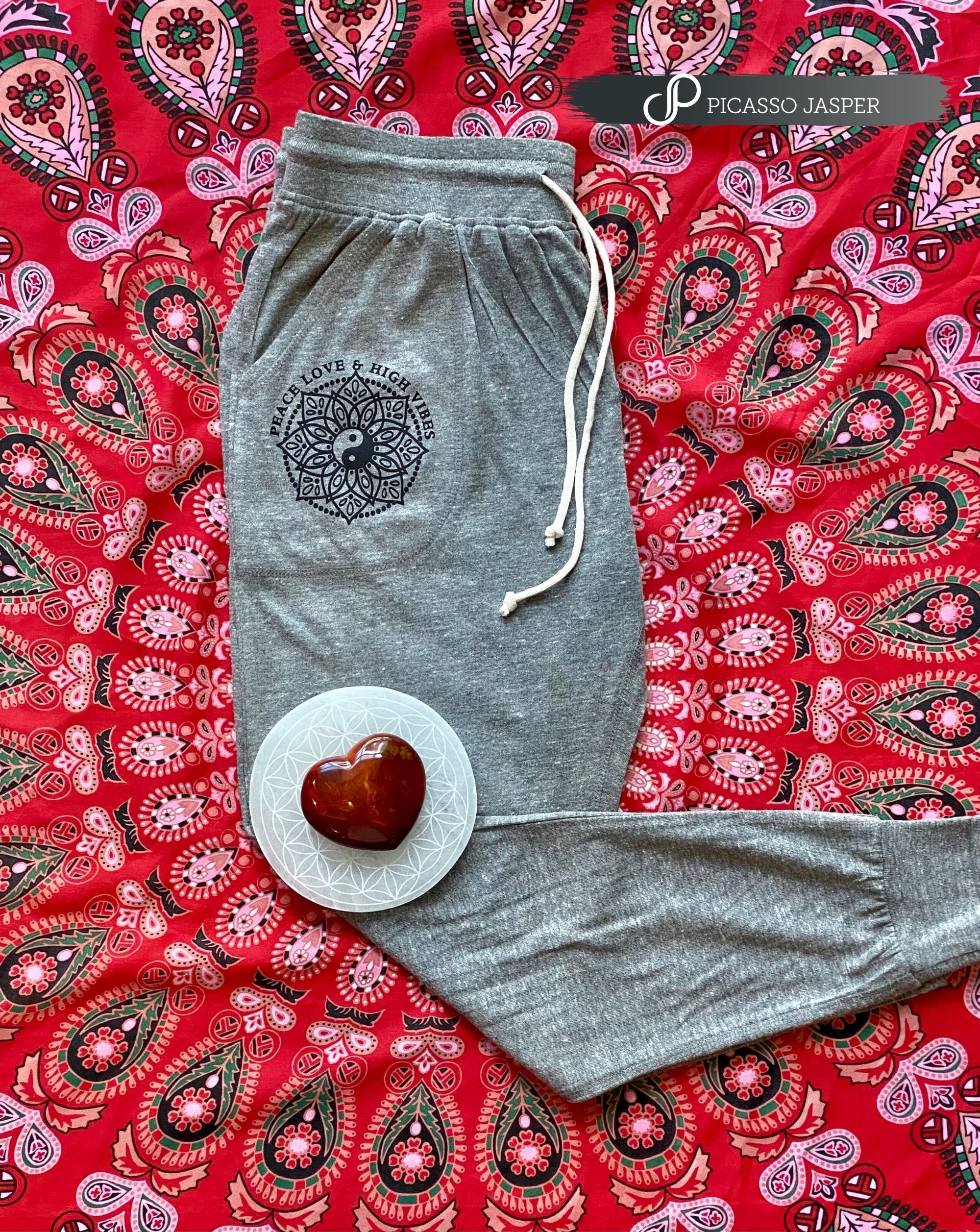 Last Ones! Peace Love High Vibes, Eco GRAY, Light Weight Jogger