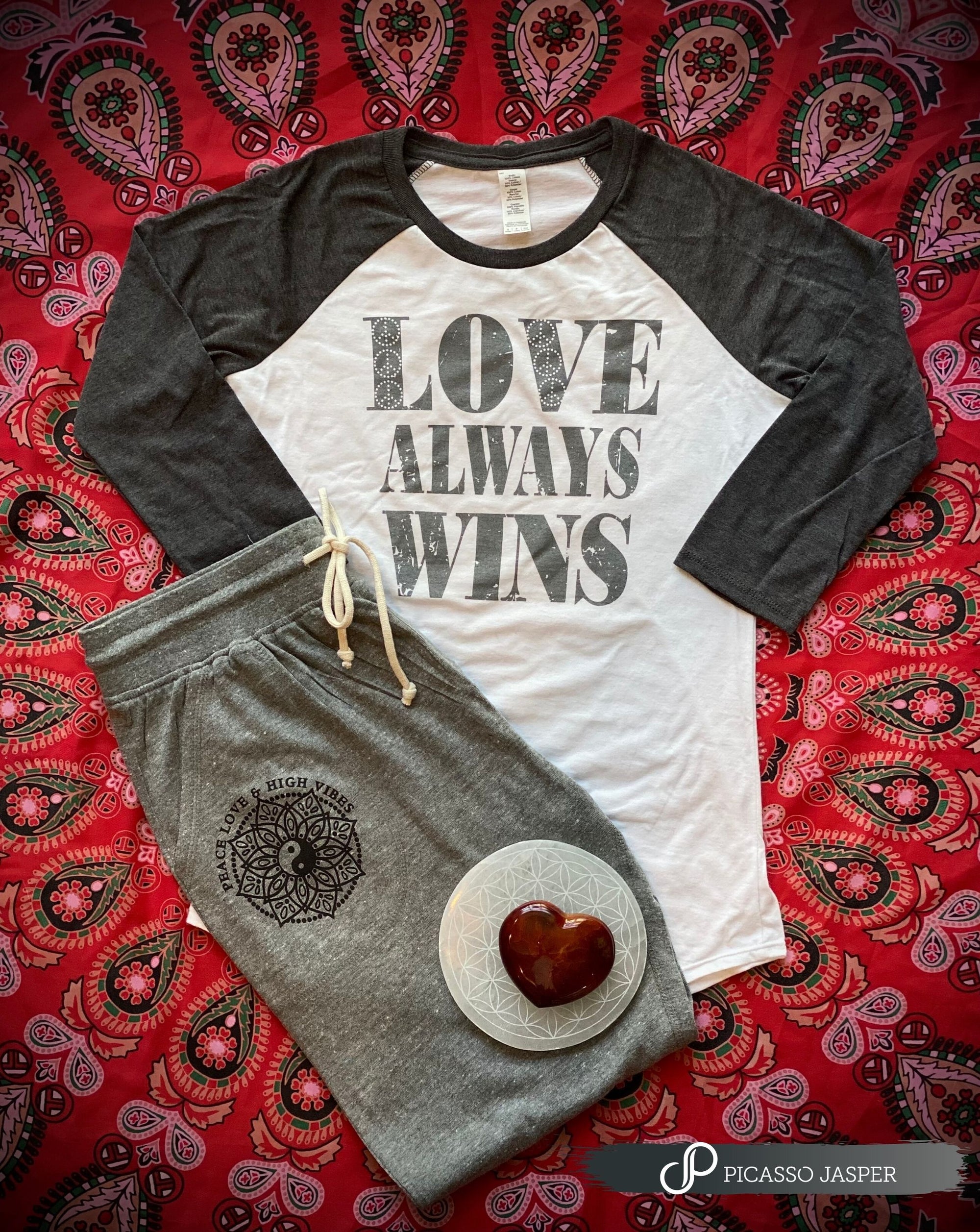 Last Ones! Peace Love High Vibes, Eco GRAY, Light Weight Jogger