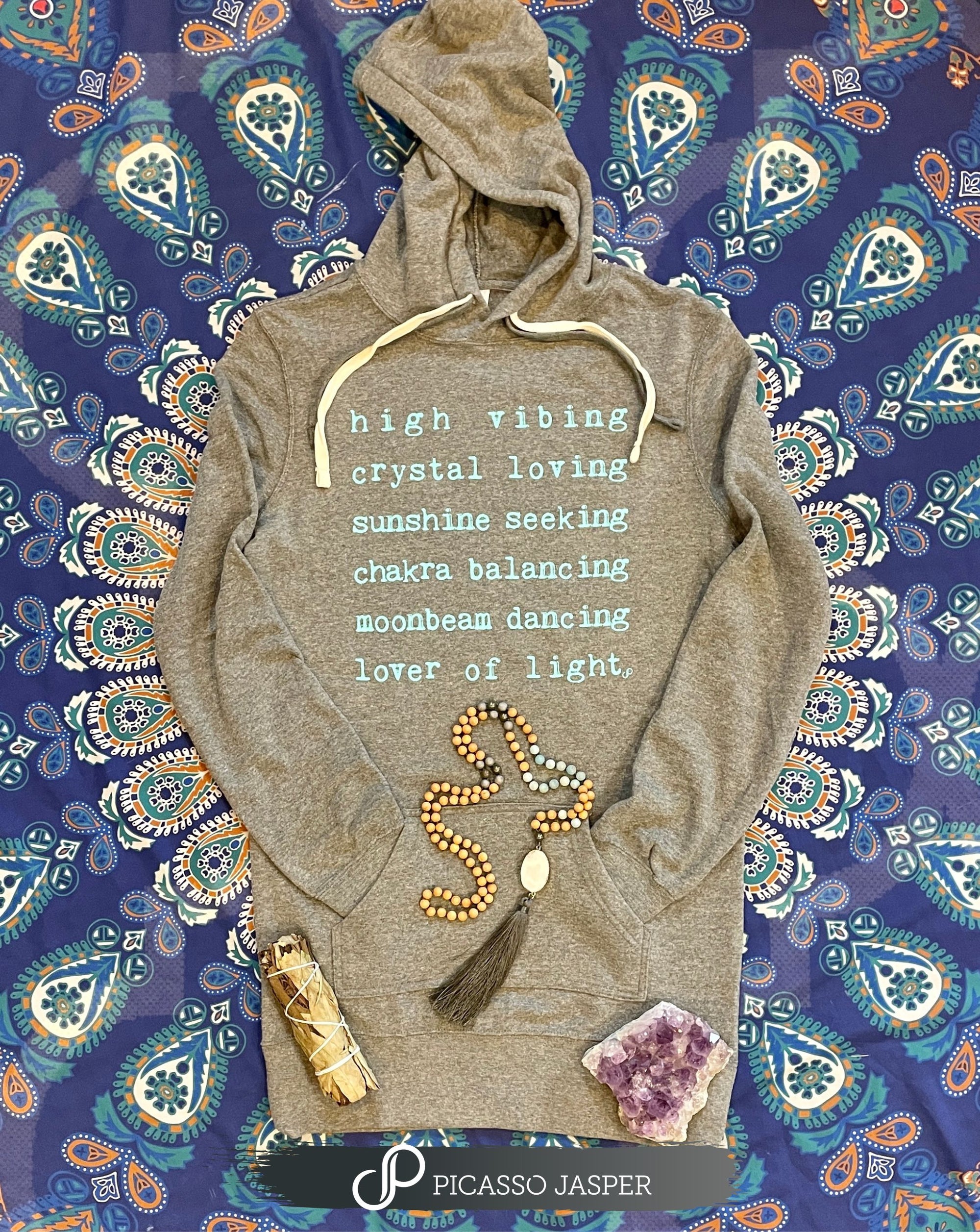 Lover of Light, Light Gray with Teal Ink Sweatshirt Dress