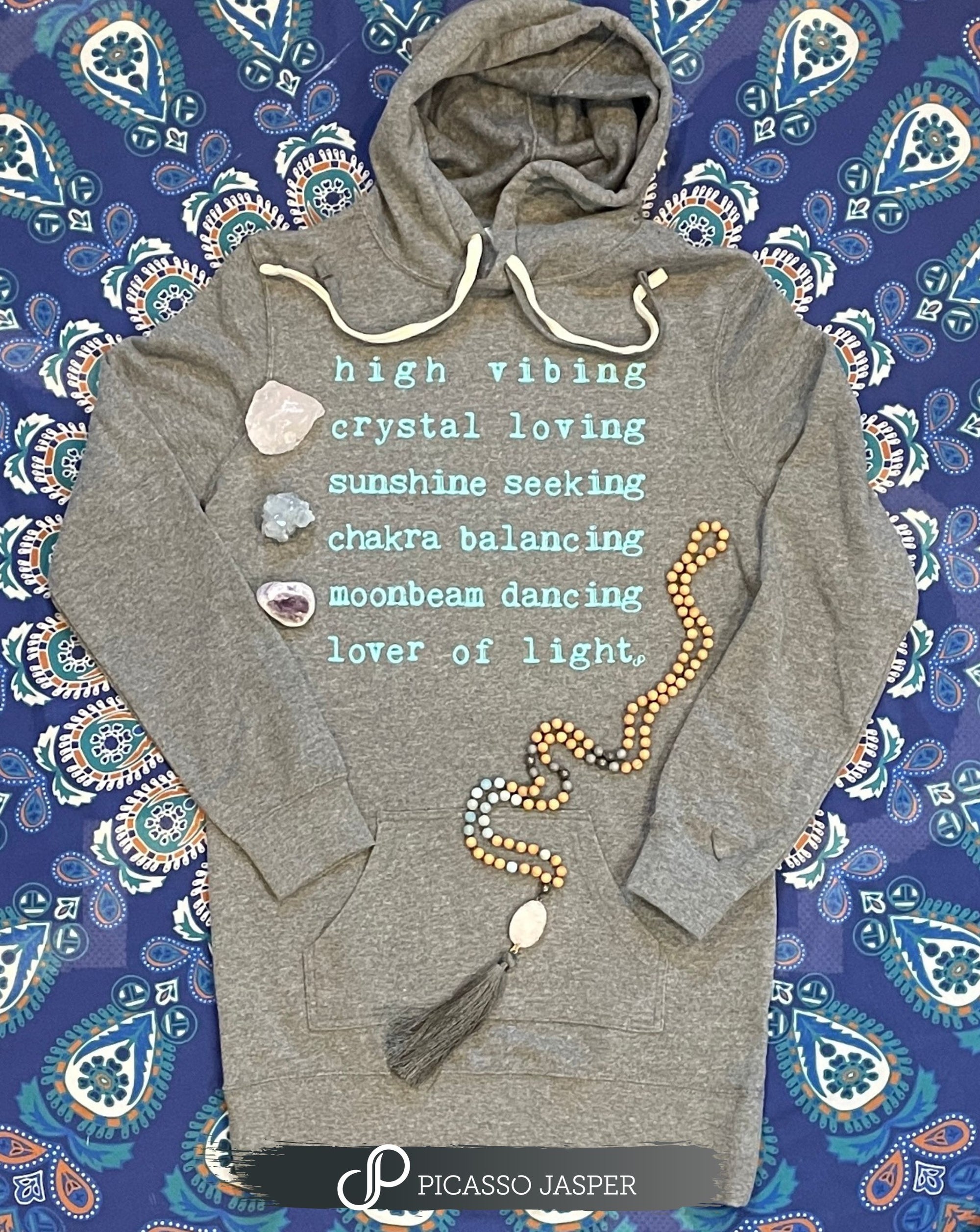 Lover of Light, Light Gray with Teal Ink Sweatshirt Dress