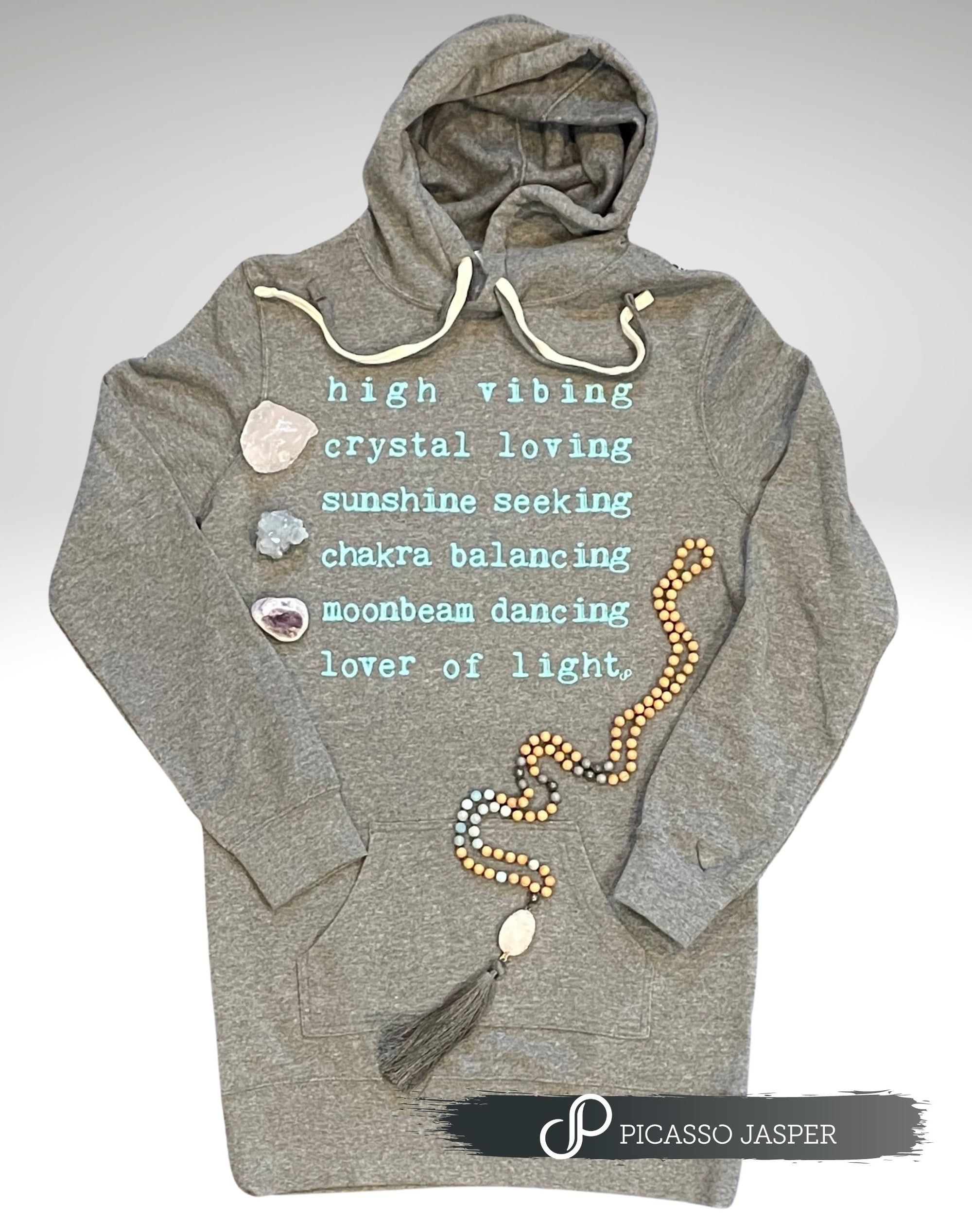 Lover of Light, Light Gray with Teal Ink Sweatshirt Dress