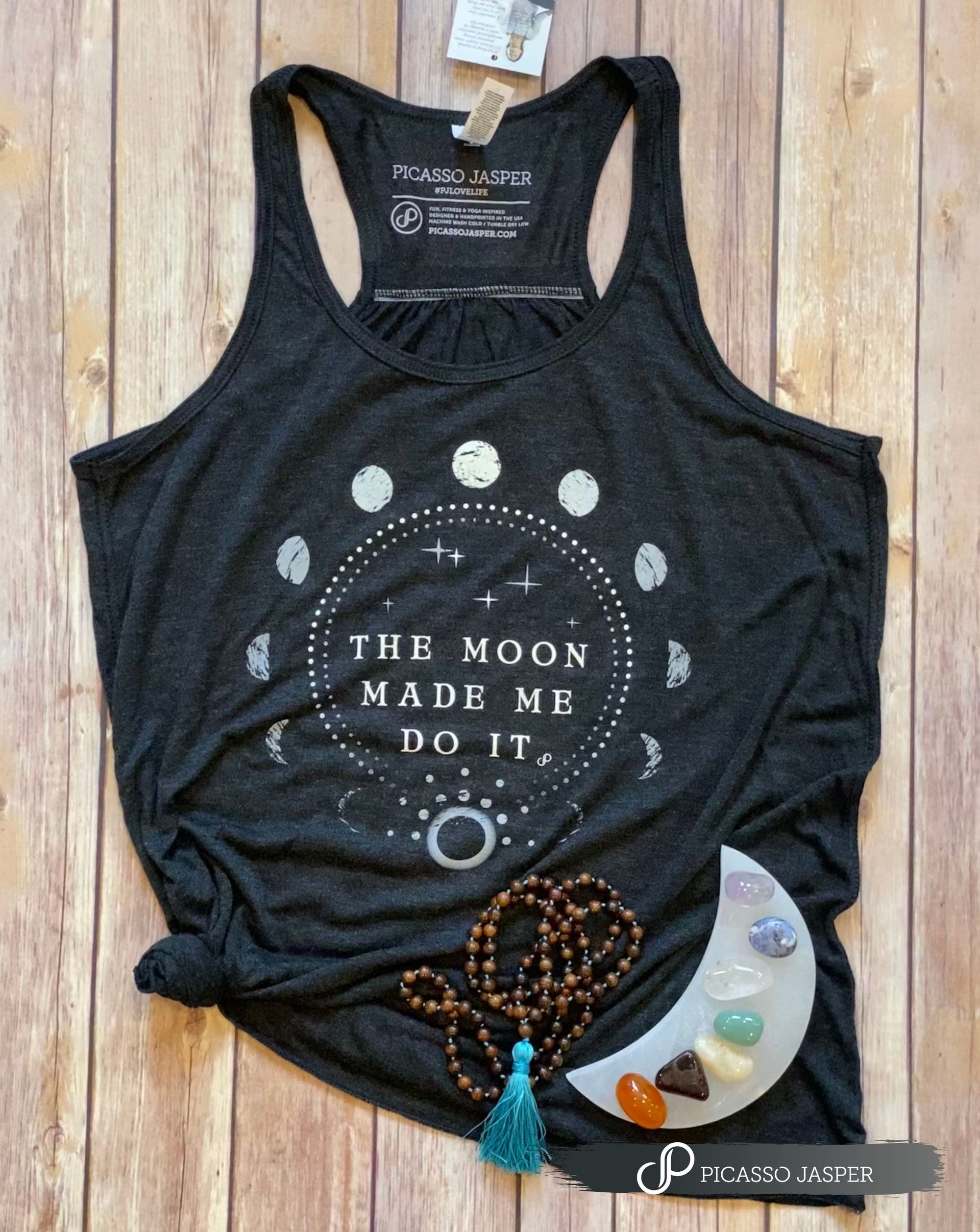 The Moon Made Me Do It, Gray S-4XL, Racerback Tank