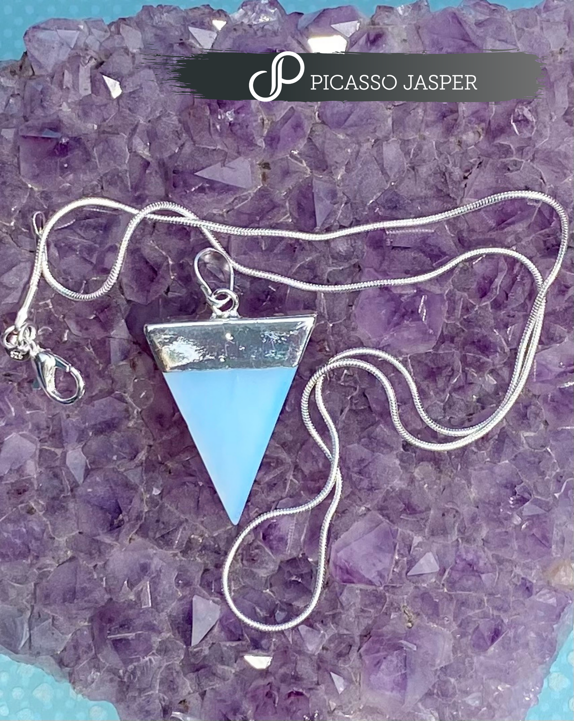 Last Ones! Triangle Opalite Pendant, with 18" Necklace