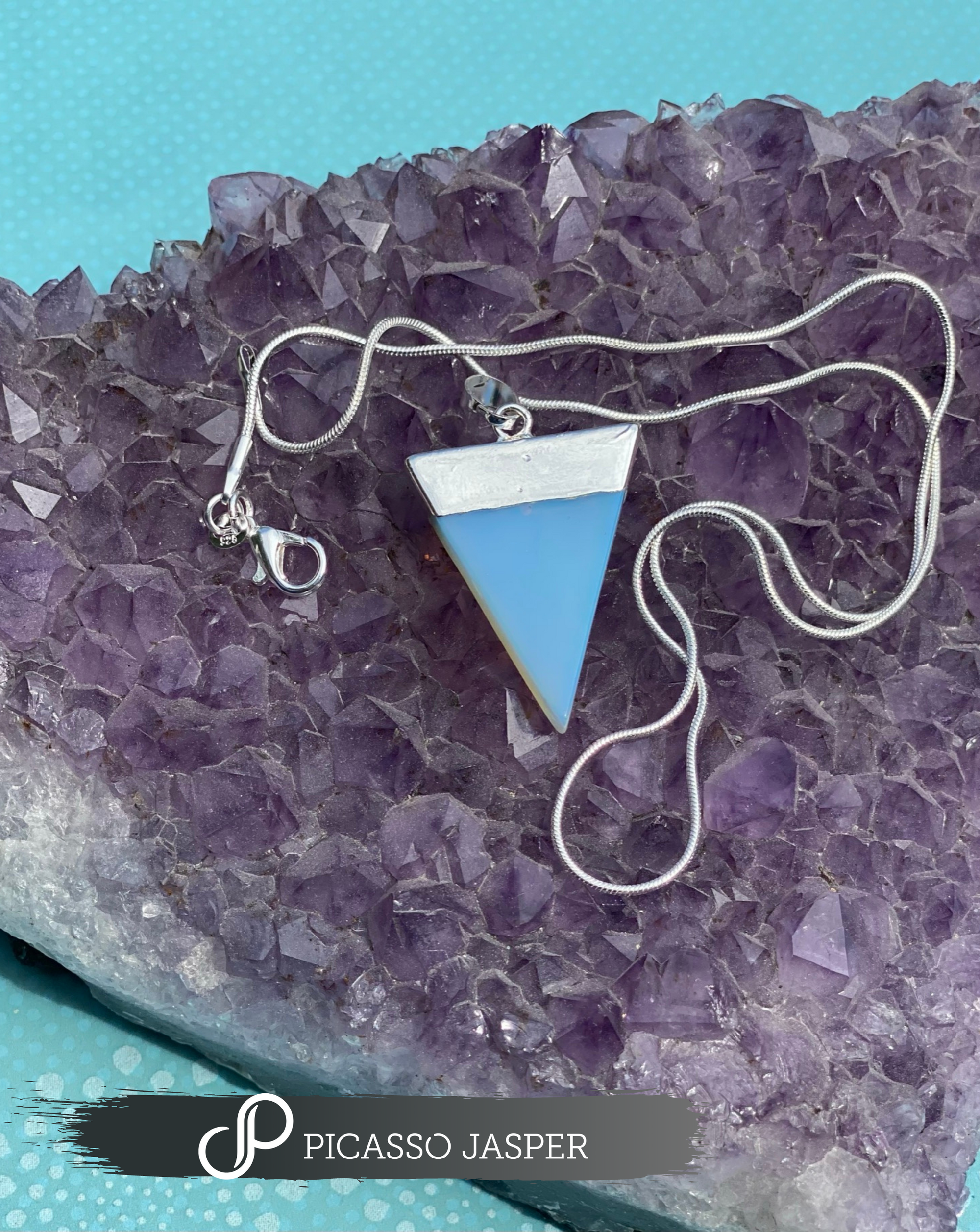 Last Ones! Triangle Opalite Pendant, with 18" Necklace
