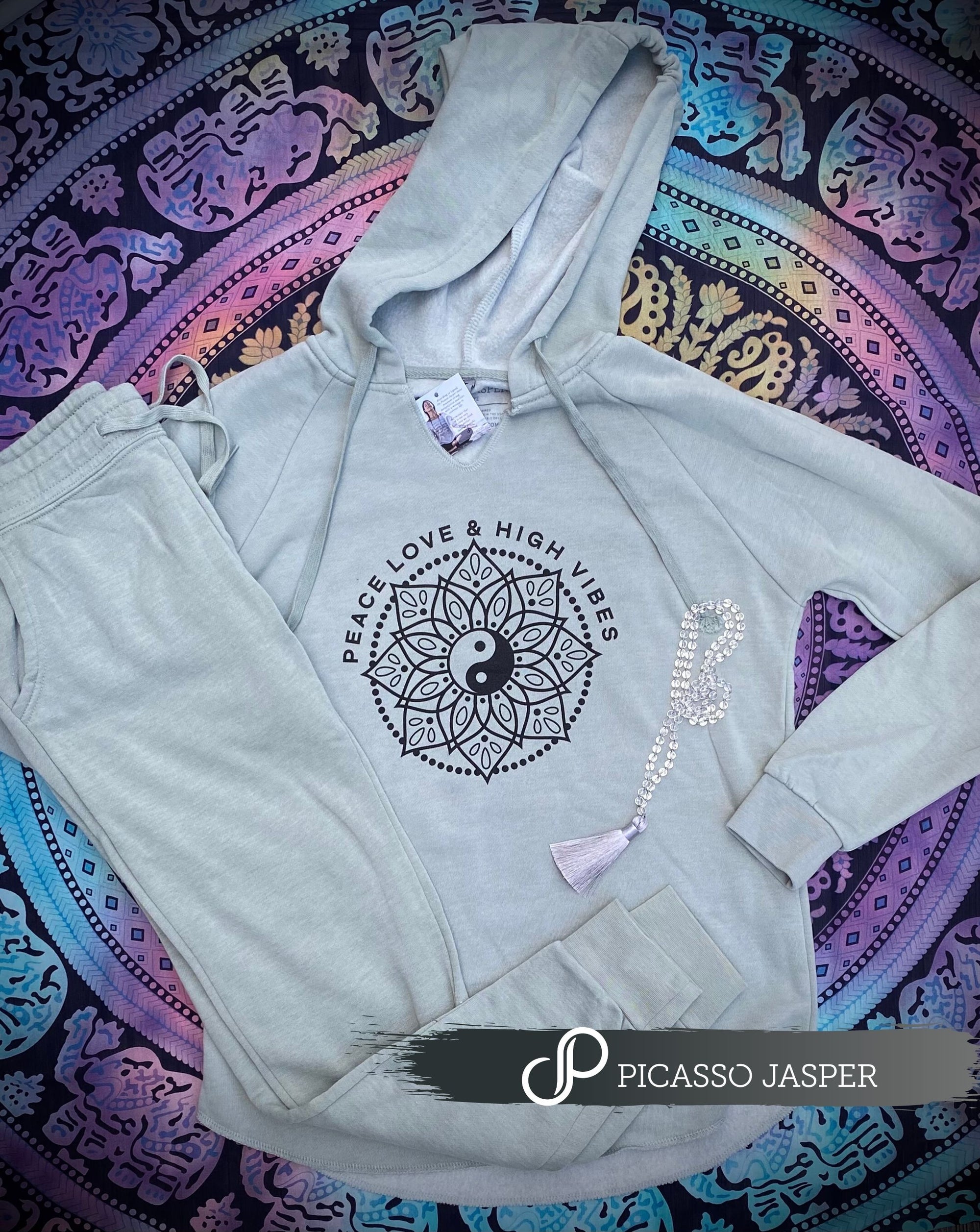 Last Few! SAGE, Peace Love & High Vibes Yin Yang Sweatshirt + Jogger +  Crystal, Sweatshirt Bundle!