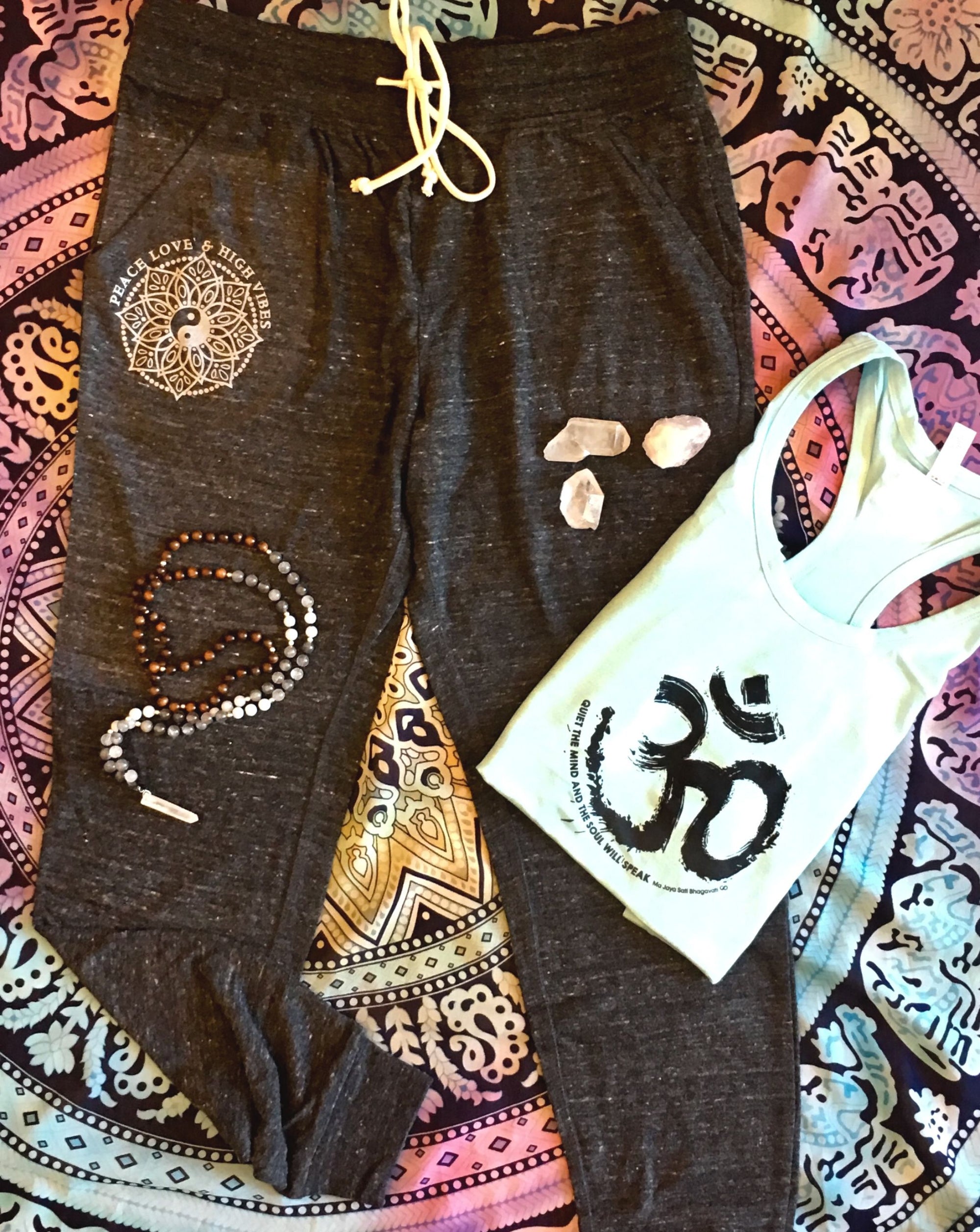 Last Ones! Peace Love High Vibes, Eco Black, Light Weight Jogger