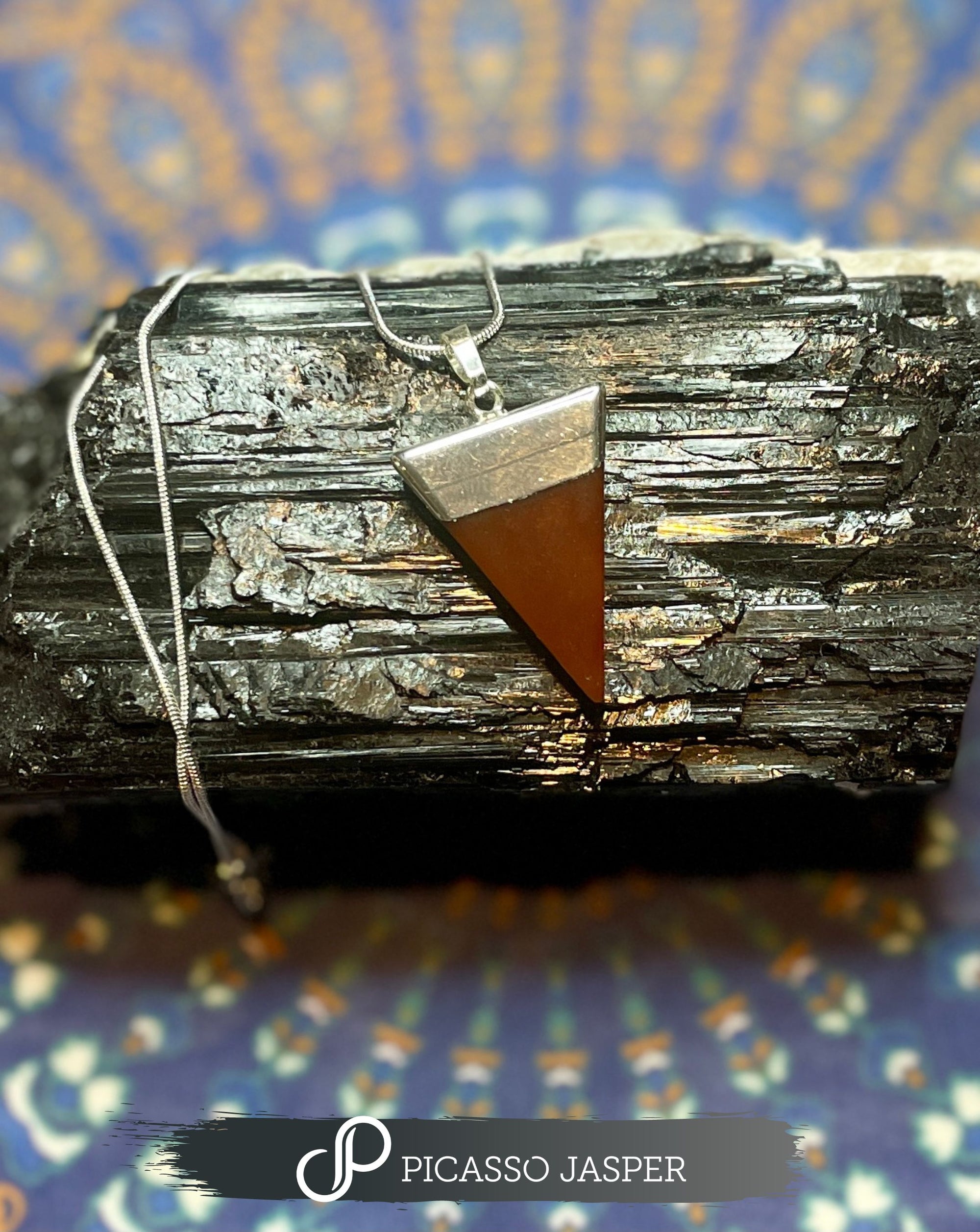 Red Jasper, Reiki Infused Triangle Pendant + 18" Necklace: Grounding & Nurturing