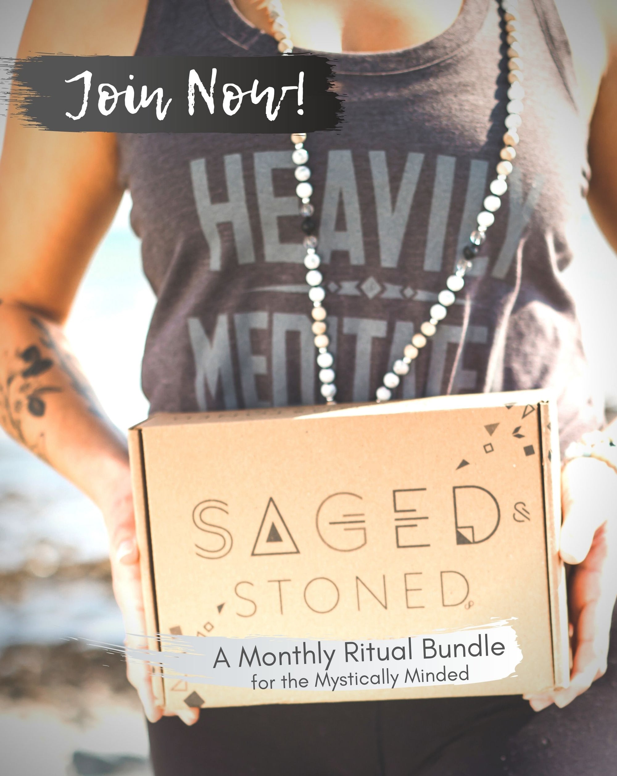Saged & Stoned, Monthly Ritual Subscription: Tee + Sage + Stone & FREE SHIPPING!