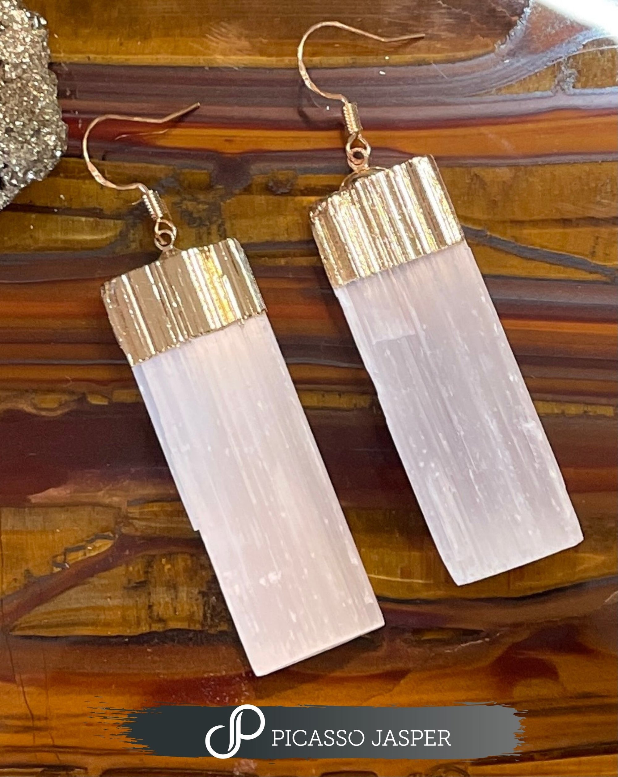 Reiki Infused Selenite Goddess, Earrings