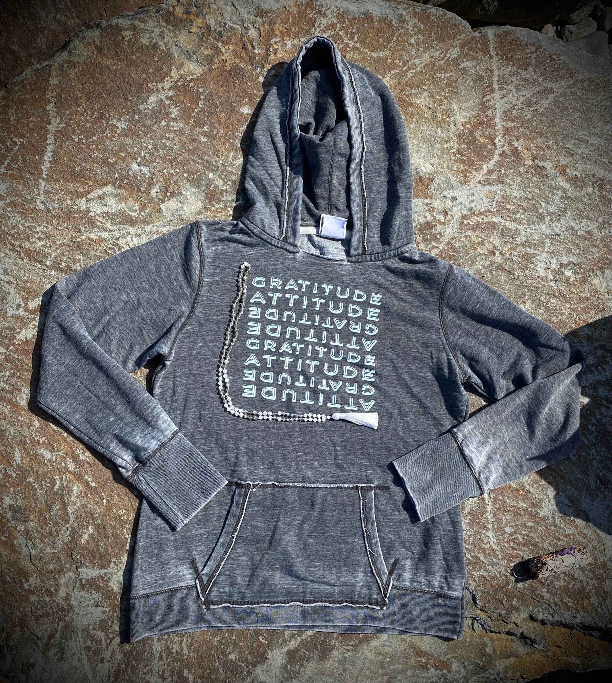 LAST ONE- SMALL!, Gratitude Attitude, Burnout Hoodie
