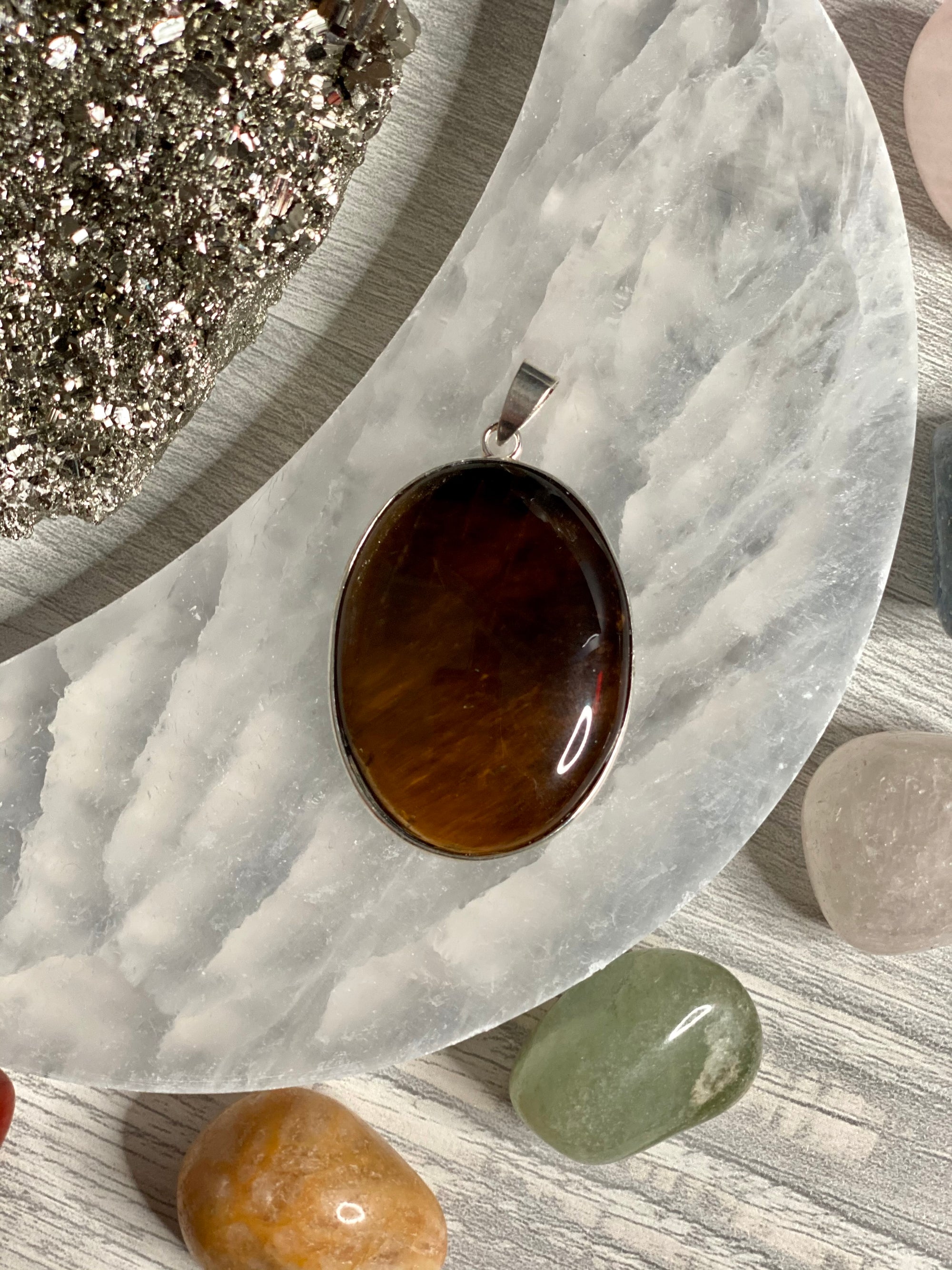 Tiger Eye, Reiki Infused Pendant + 18" Necklace