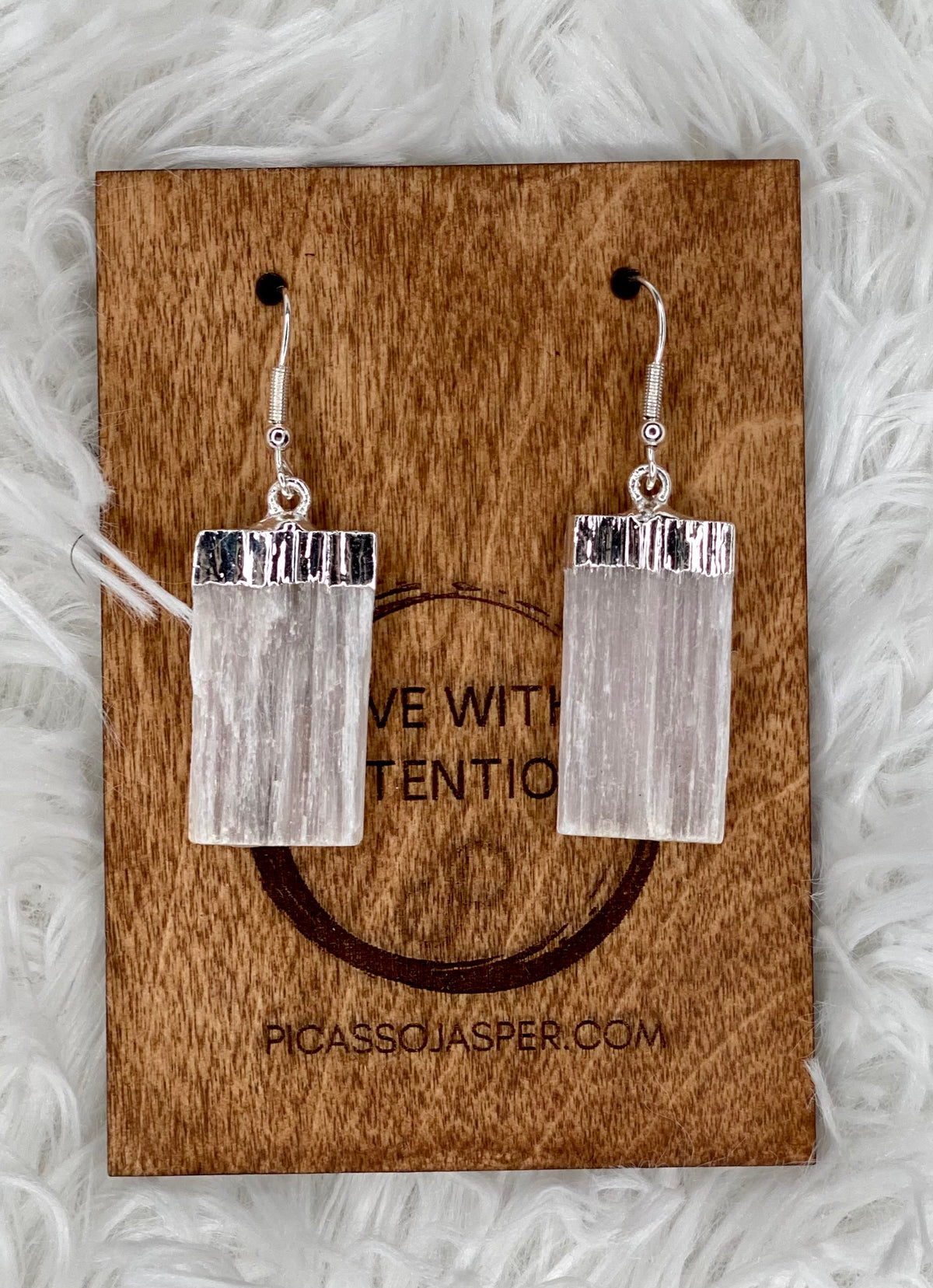Silver Selenite Earrings_ReikiEnergy