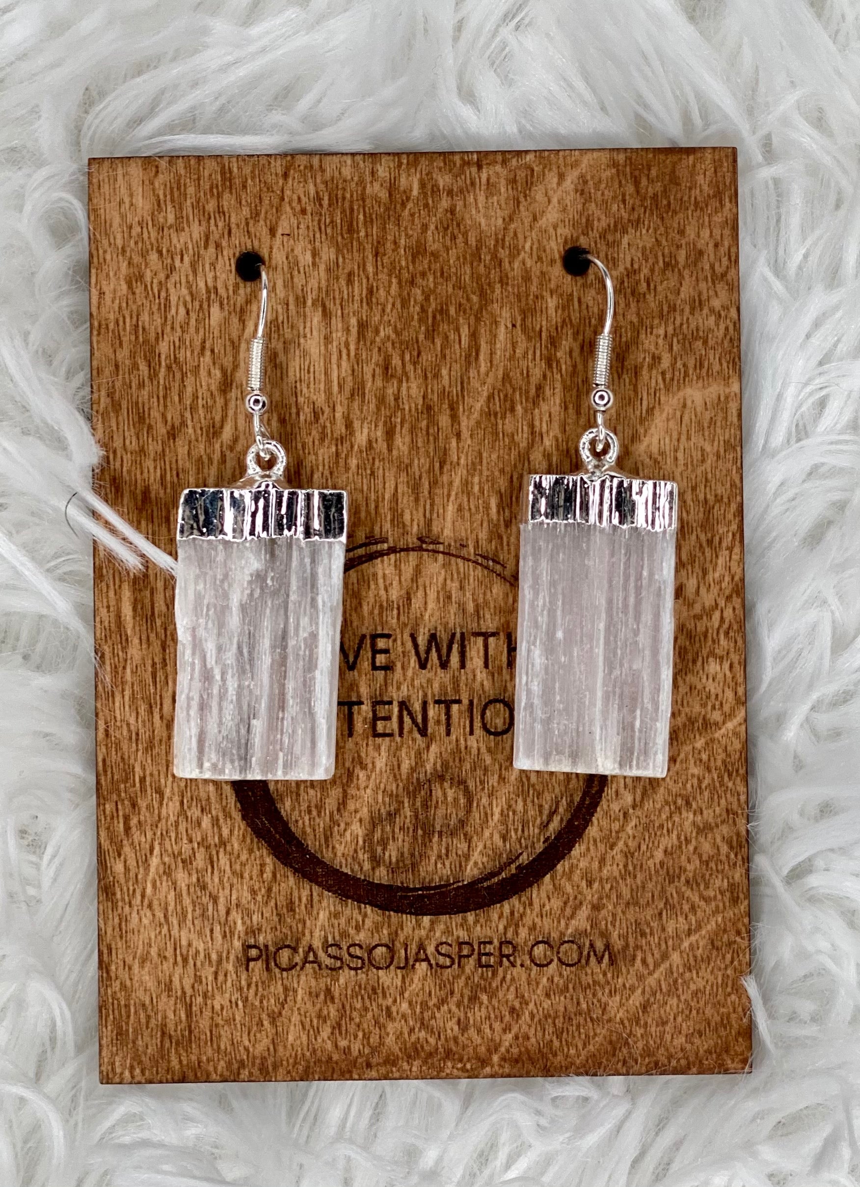 Silver Selenite Earrings_ReikiEnergy