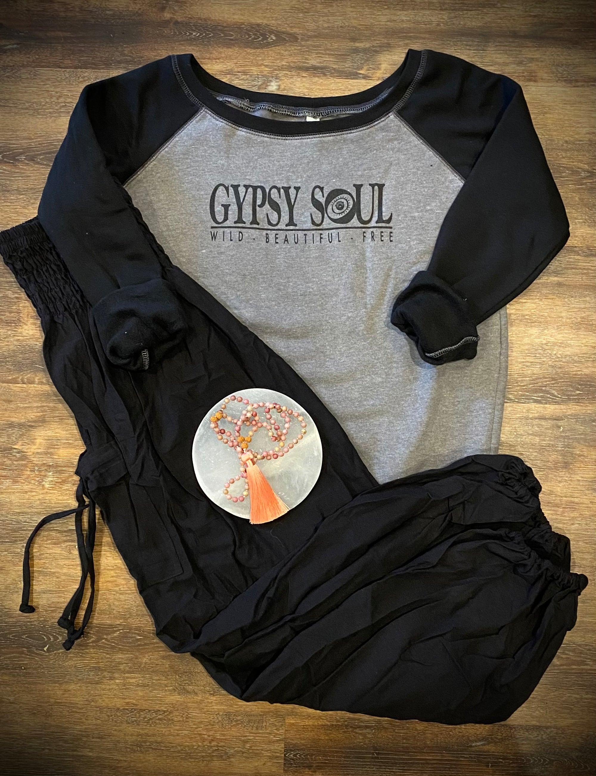 Gypsy Soul Fleece + Black Cotton Magic Pants + Crystal, Sweatshirt Bundle!
