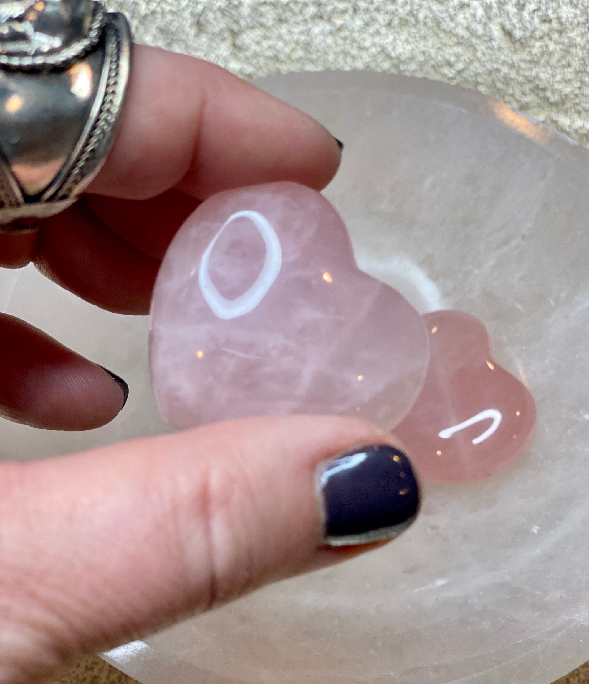 Rose Quartz Puffy Heart- Unconditional Love + Healing
