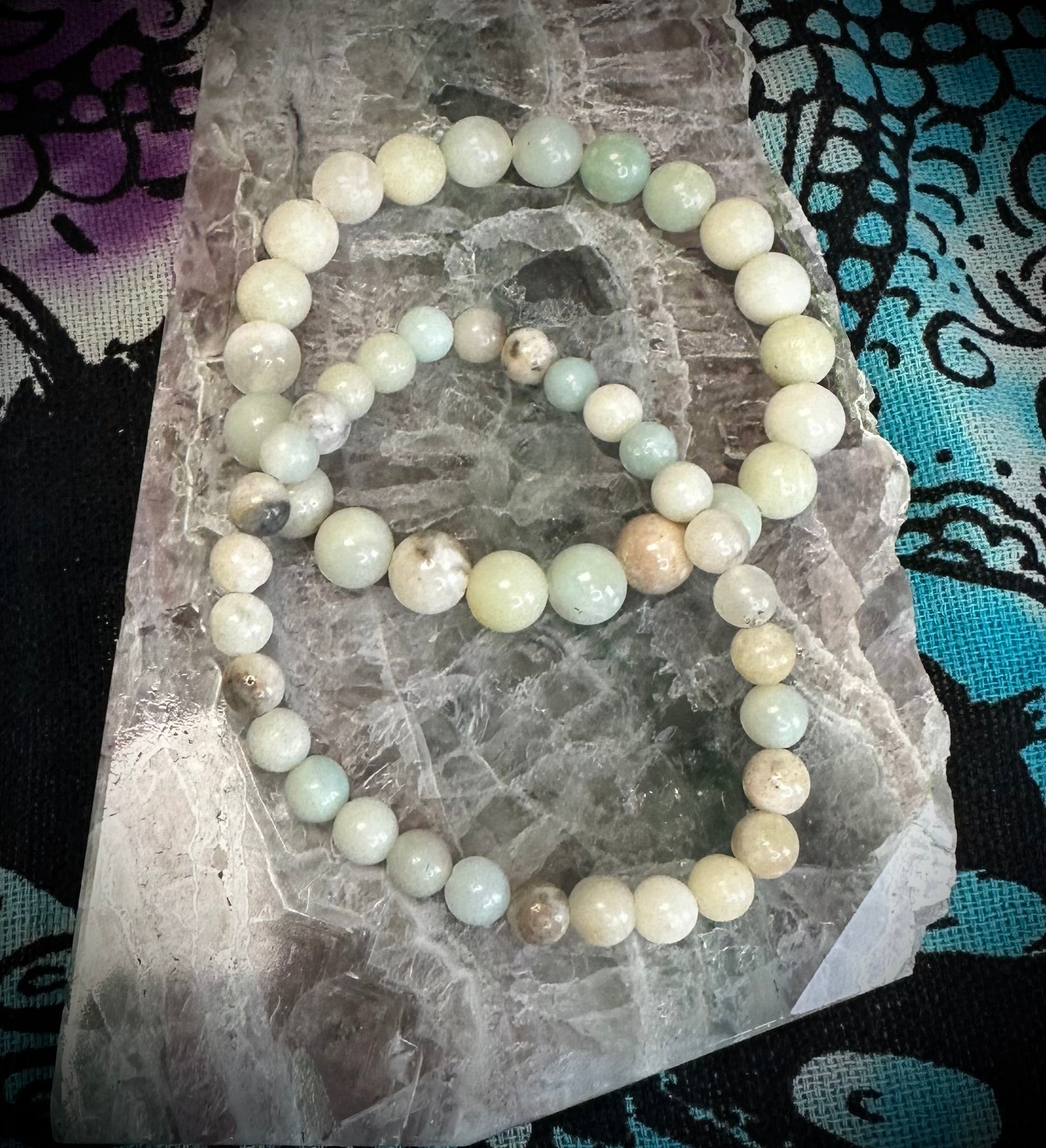 Amazonite 6 or 8mm crystal bead Bracelet- COURAGE • TRUTH • HARMONY