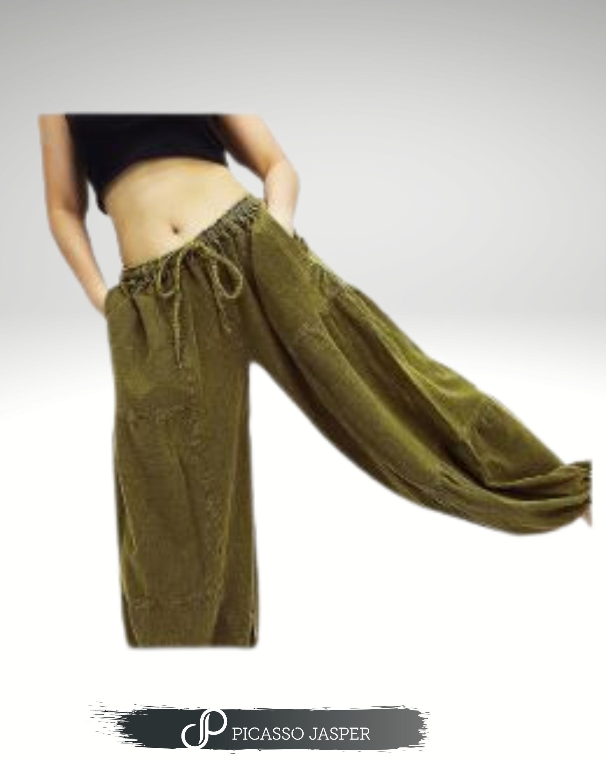 Two Pocket, Drawstring GROUNDED, STONEWASHED Cotton Pant