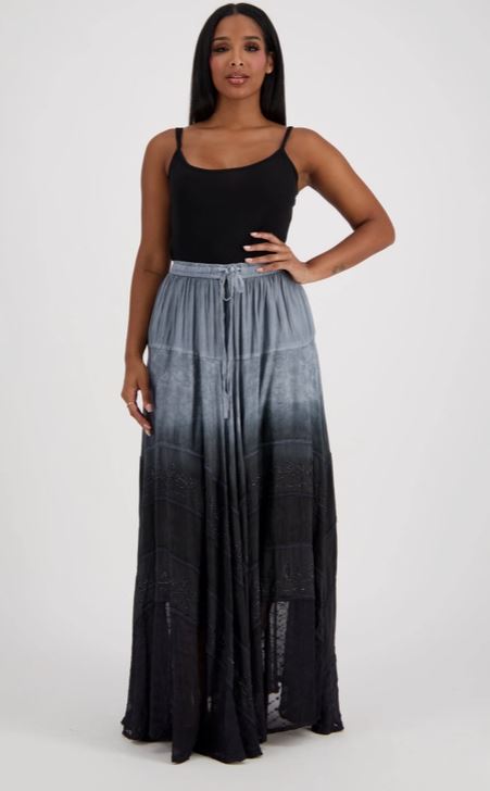 Celestial Maxi Skirt- Acid Washed Greens or Grays