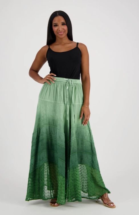 Celestial Maxi Skirt- Acid Washed Greens or Grays